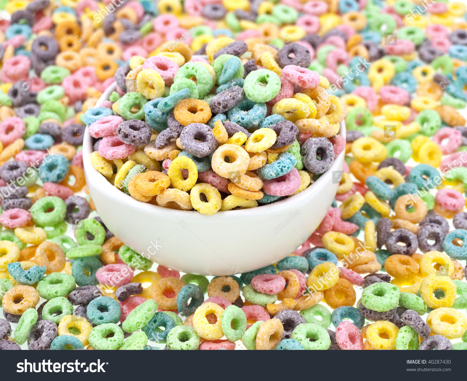 Morning Colors Cereal Bowl On Pure White Background Stock Photo ...