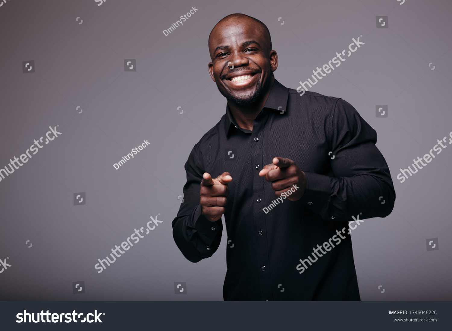 Moroccan Black Man Black Shirt Smiling Stock Photo 1746046226 ...