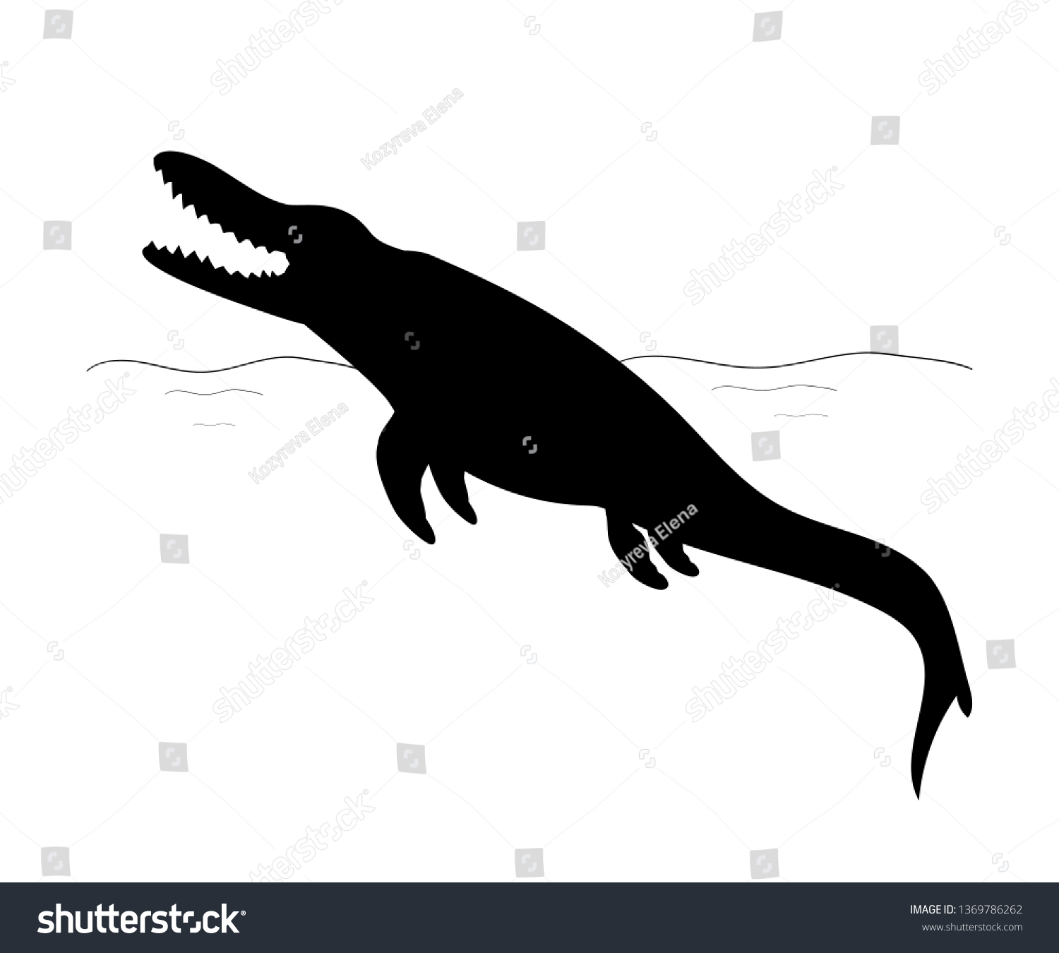 Mosasaurus Silhouette Dinosaur Jurassic Prehistoric Animal Stock ...