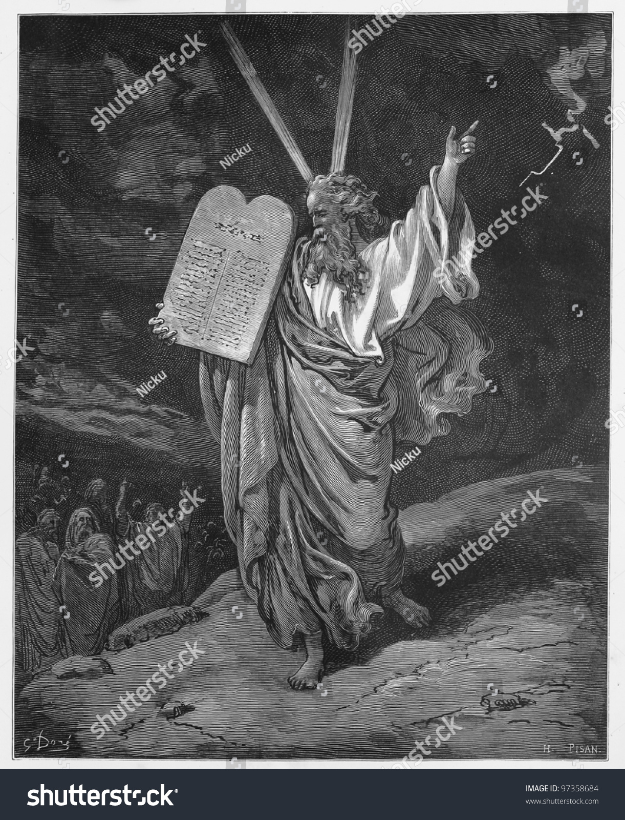 Moses Comes Down From The Mountain With The Tablets Of Law - Picture ...