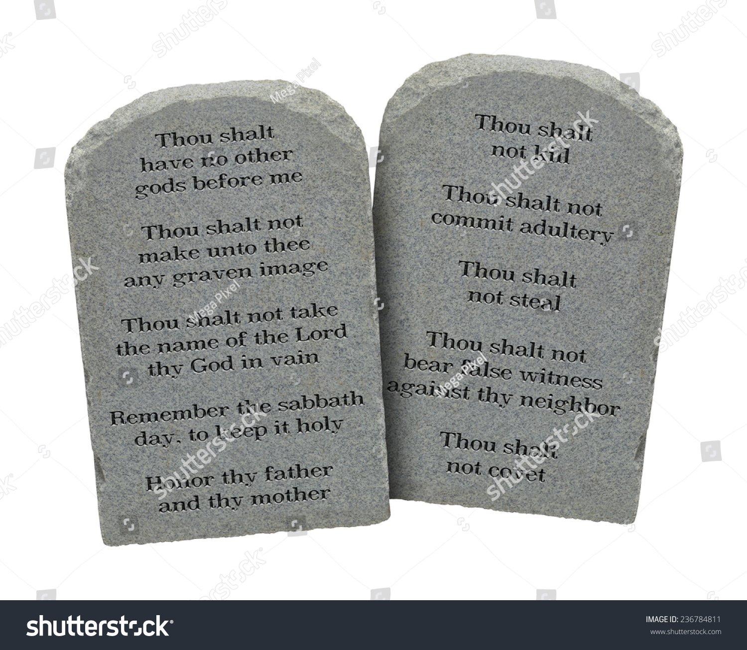 Moses Ten Commandments Stones Isolated On Stock Photo 236784811 ...