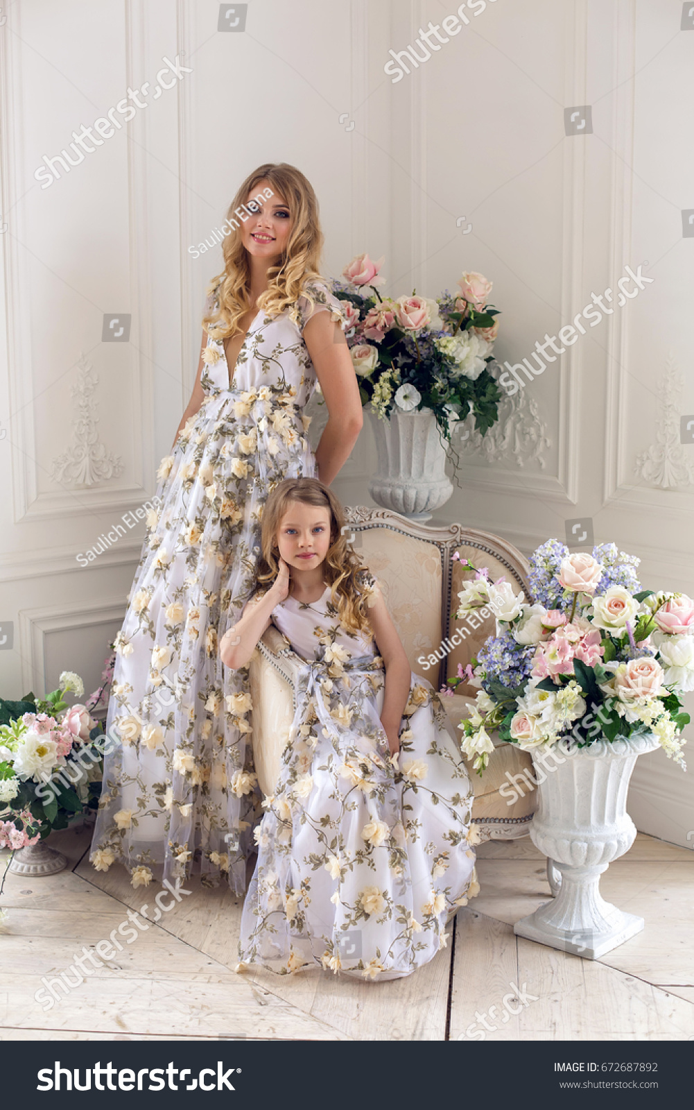mother and daughter floral dress