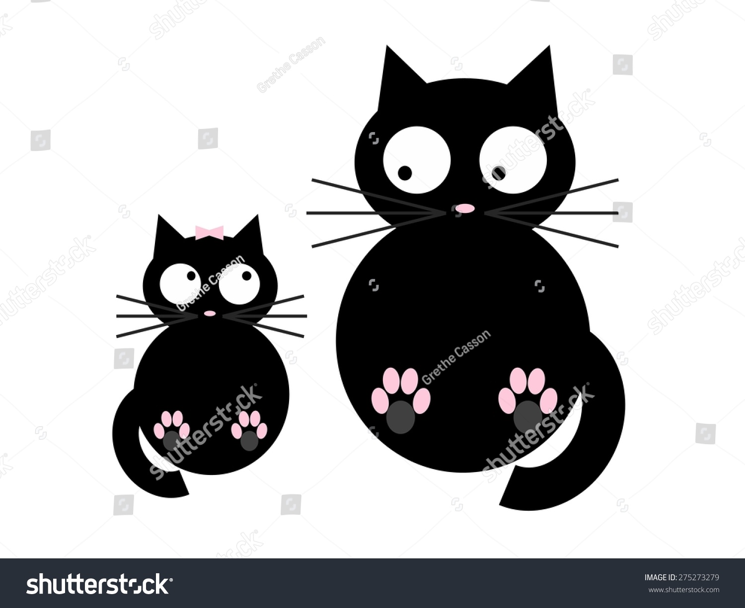 Mother Daughter Cartoon Black Cats: ภาพประกอบสต็อก 275273279