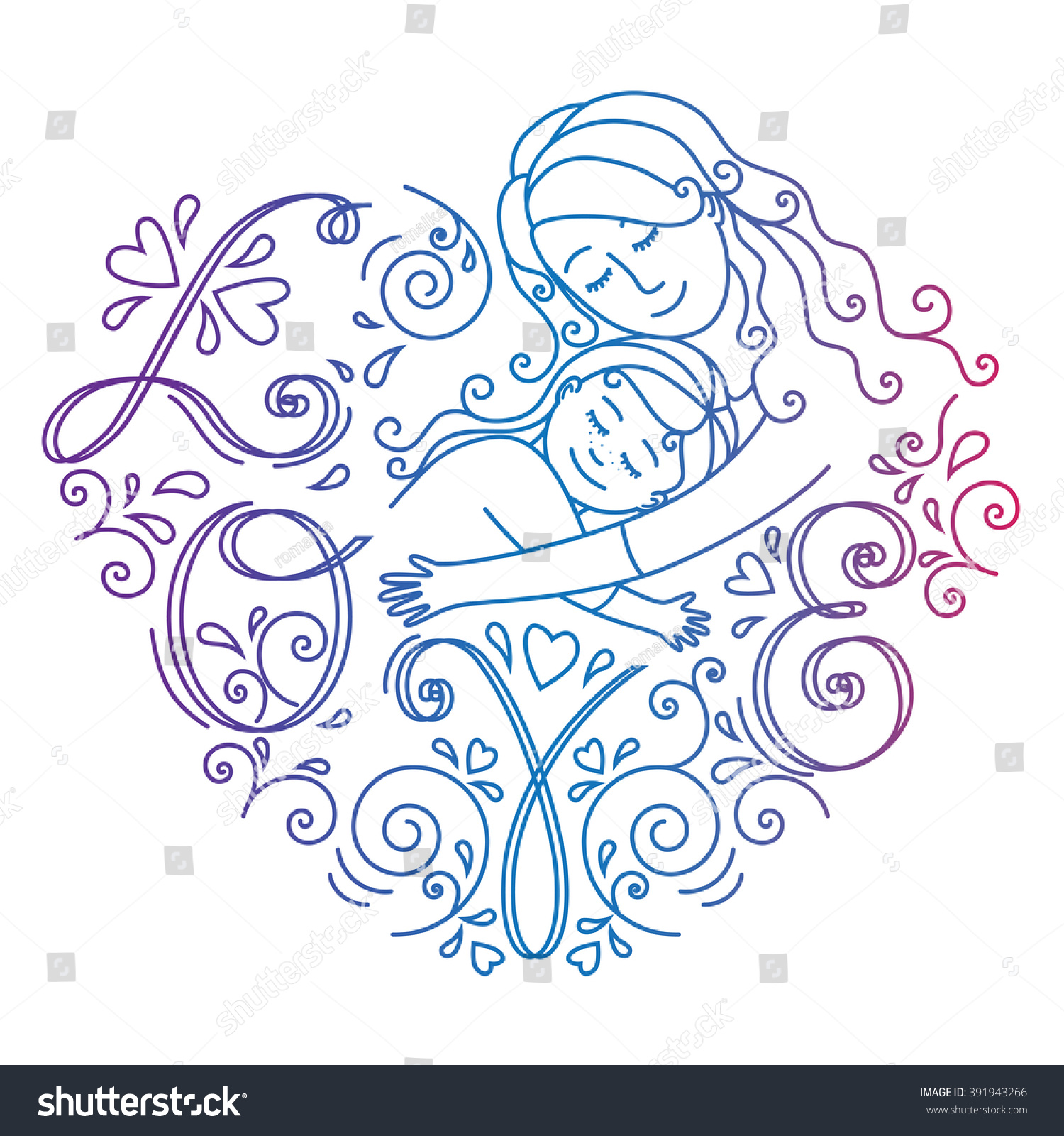 Mother Daughter Love Inside Roundtemplate Cardmother Stock ...