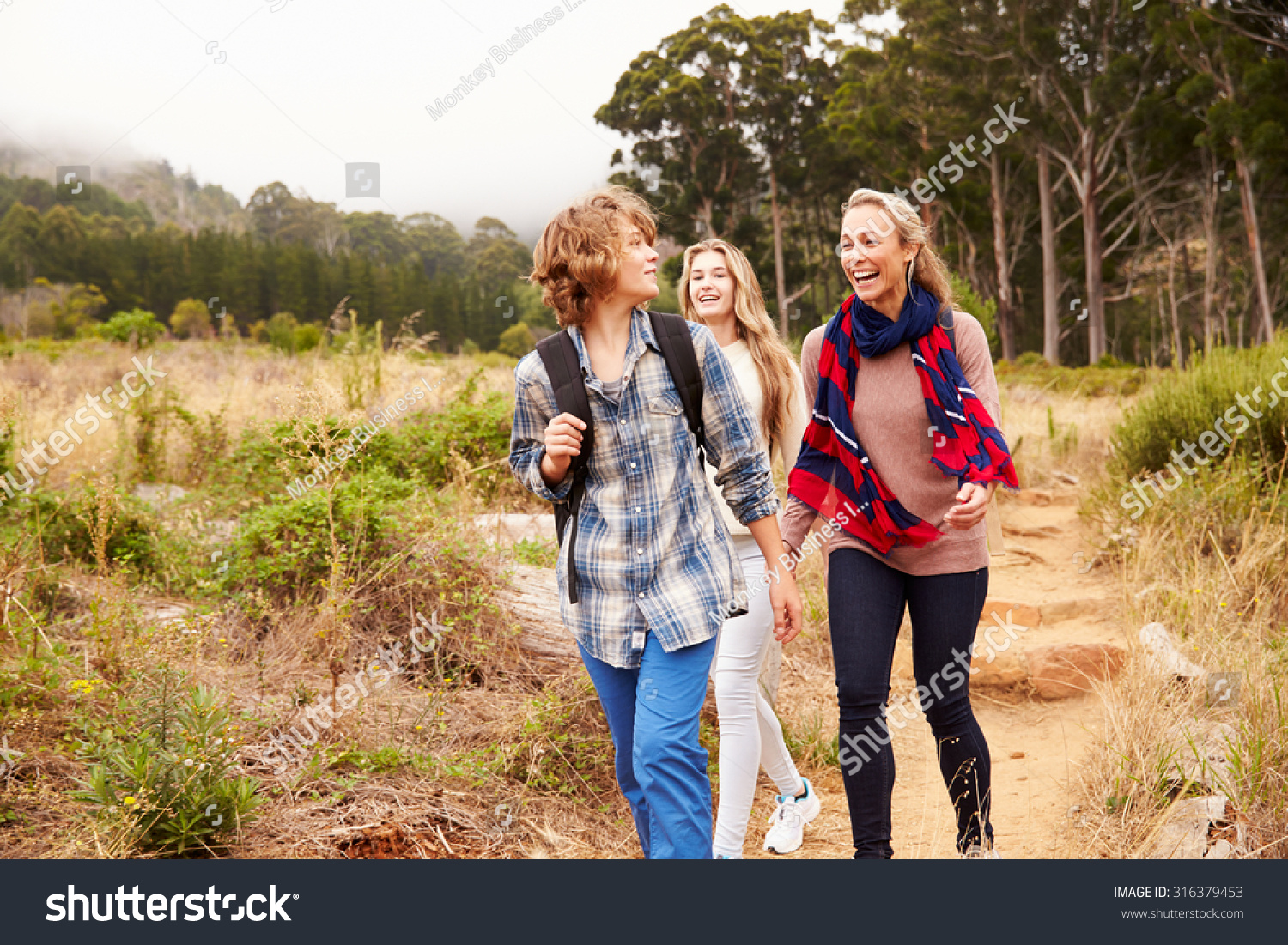  Coral Classic  Template Design Featuring Mother and Two Kids Walking on a Forest