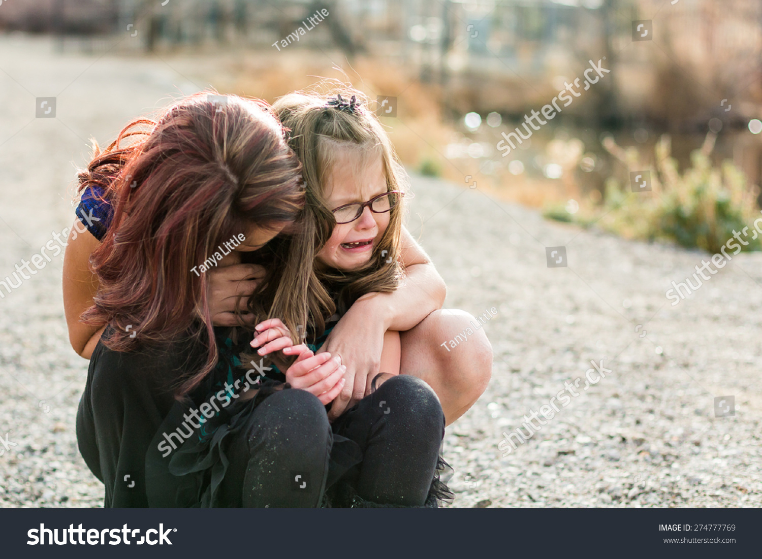 Mother Consoling Her Hurt Daughter Park Stock Photo Edit Now 274777769