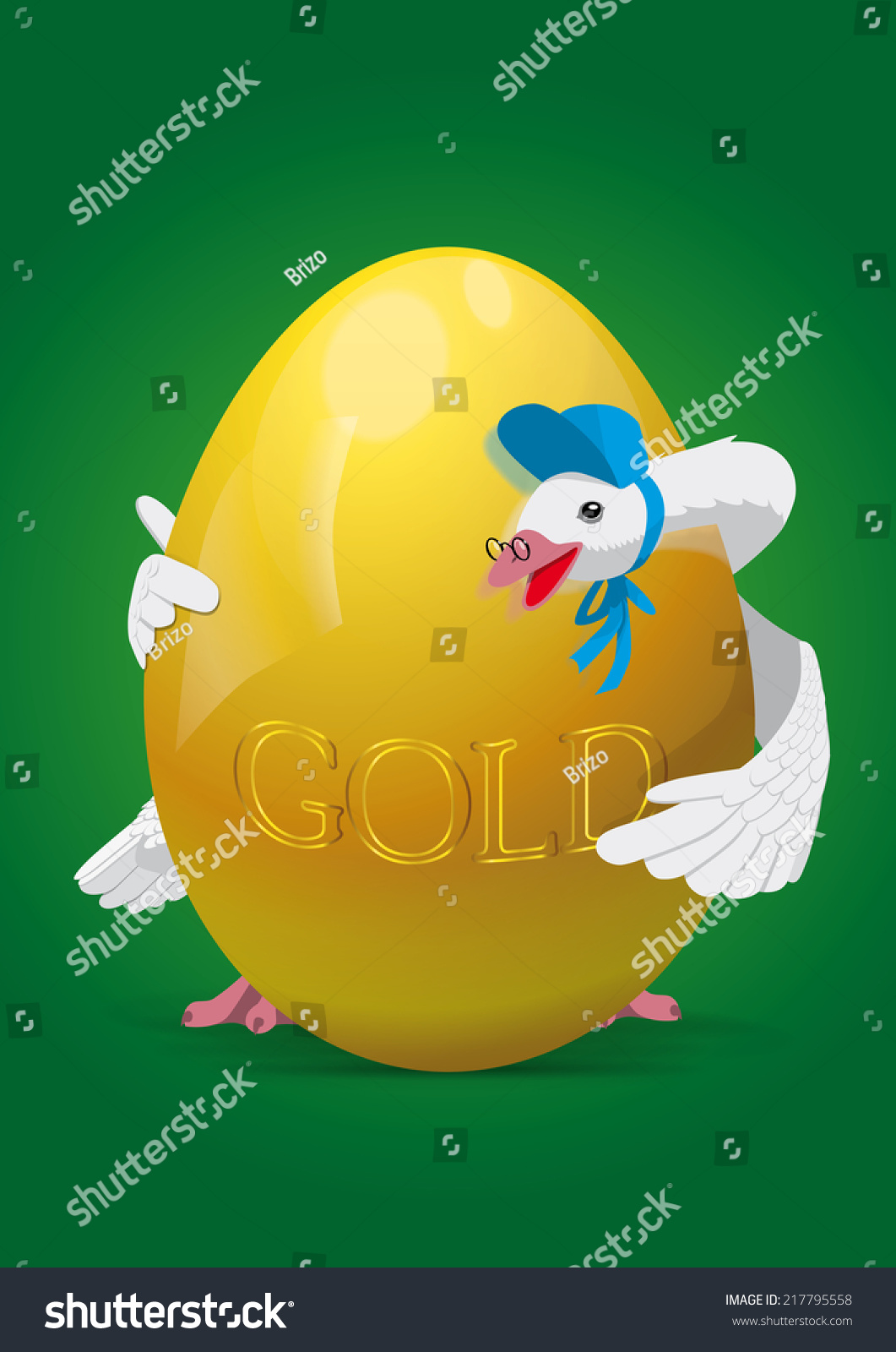 Mother Goose Holding Huge Golden Egg Stock Illustration 217795558 ...