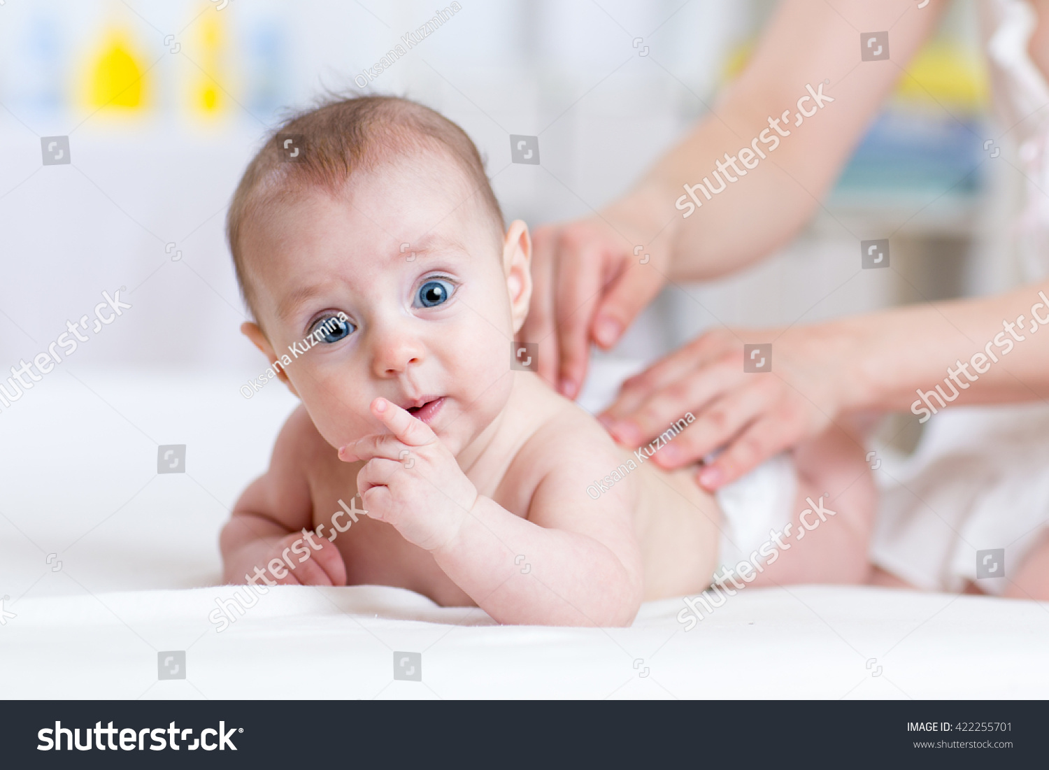 Mother Massaging Baby Infant Bed Home Stock Photo 422255701 - Shutterstock