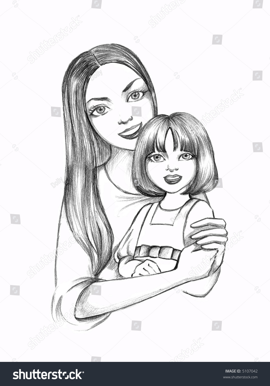 Drawing Art Mother Daughter Love - Markoyxiana
