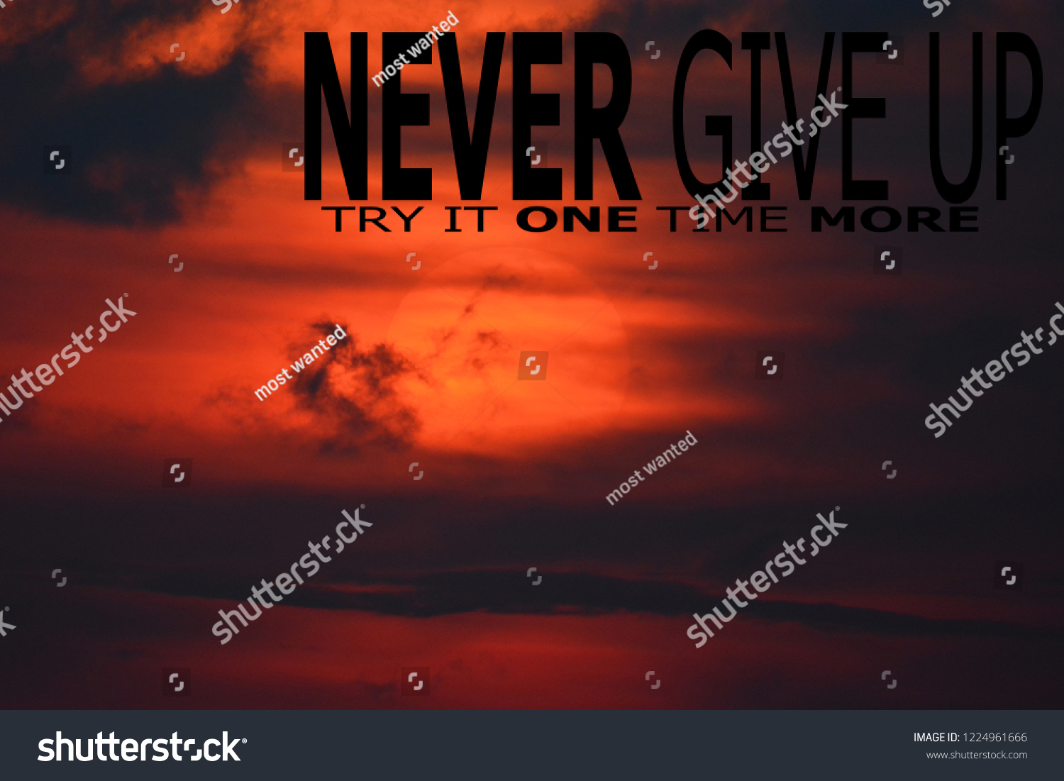 Motivational Inspirational Quotes Never Give Uptry Stock Photo ...