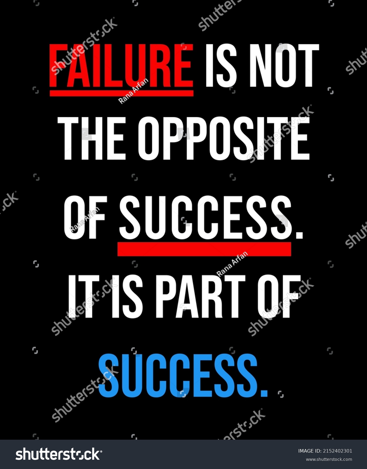 Motivational Inspirational Quotes Failure Not Opposite Stock ...