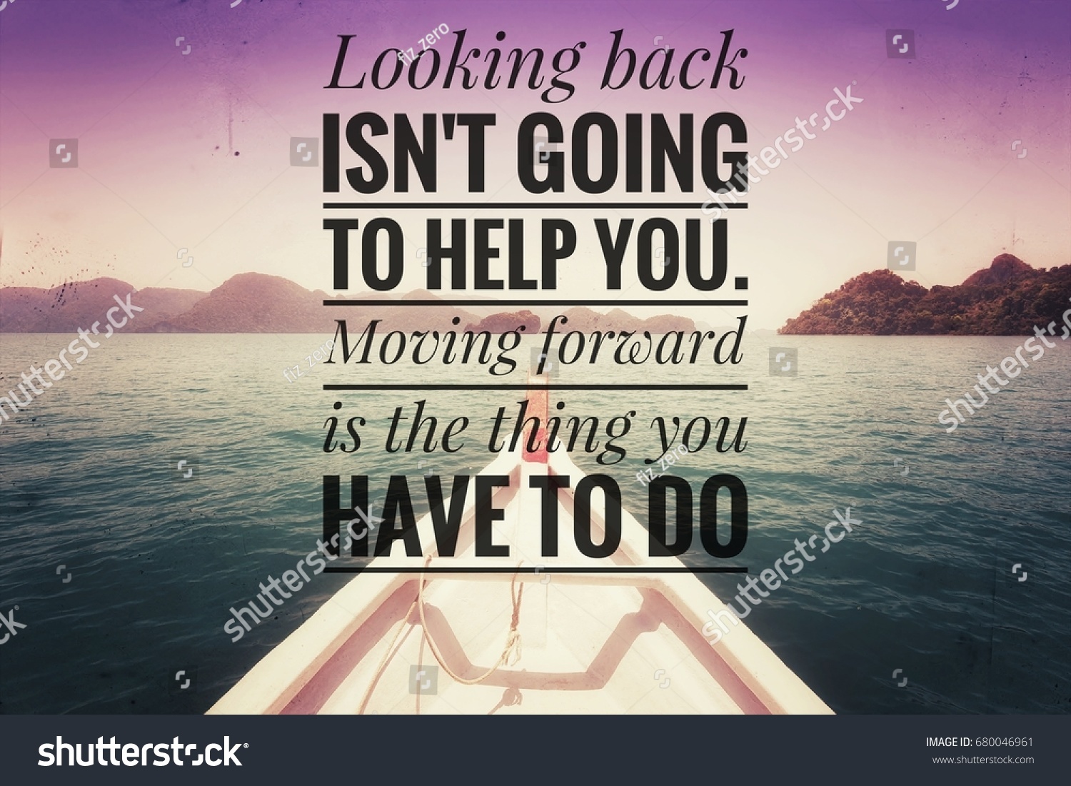 Motivational Quote Success On Sunset Boat Stock Photo 680046961 