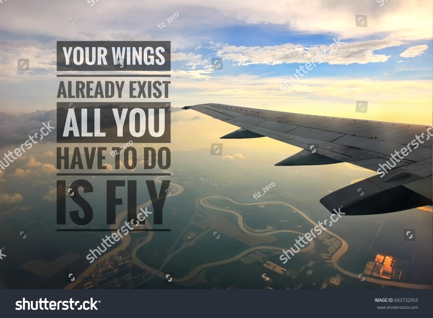 Motivational Quotes Background View Plane Wings Stock Photo 693732955 ...