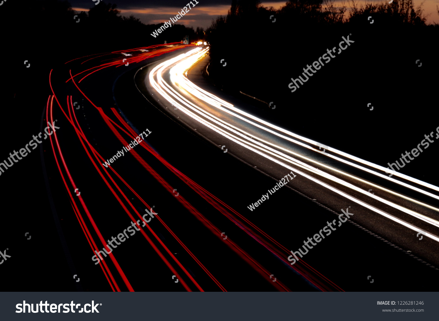 Motorway Freeway Head Lights Tails Lights Stock Photo 1226281246 ...