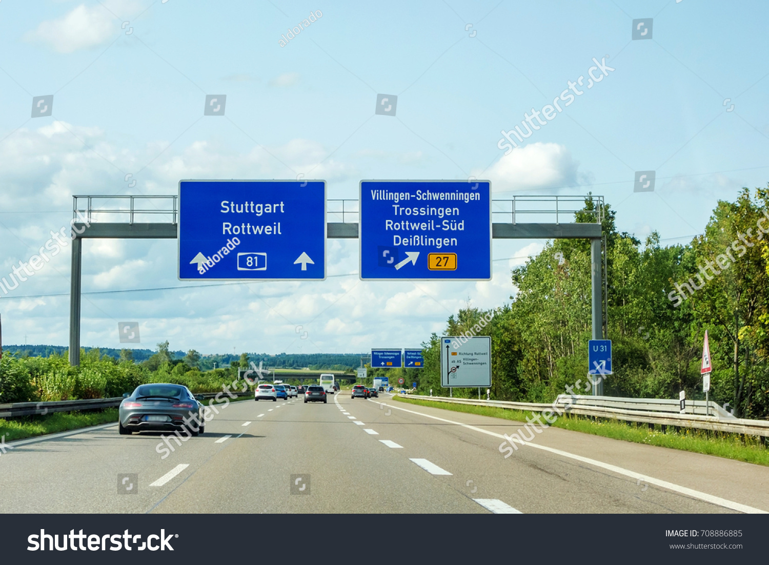 Motoway Road Signs On Autobahn 81 Stock Photo 708886885 - Shutterstock