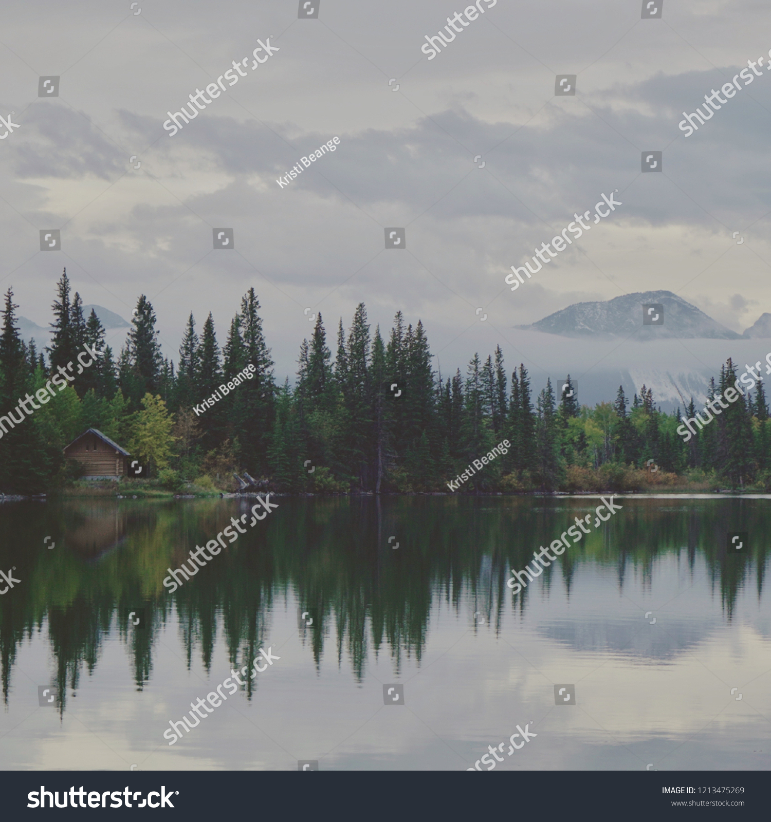 Mountain Cabin Next Senic Lake Stock Photo Edit Now 1213475269