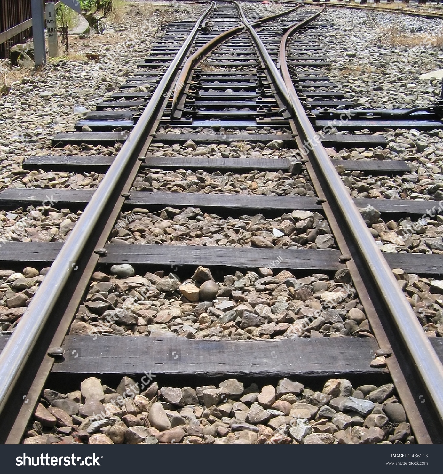 Mountain Railroad Tracks Junction Vintage Japanese Stock Photo 486113 ...