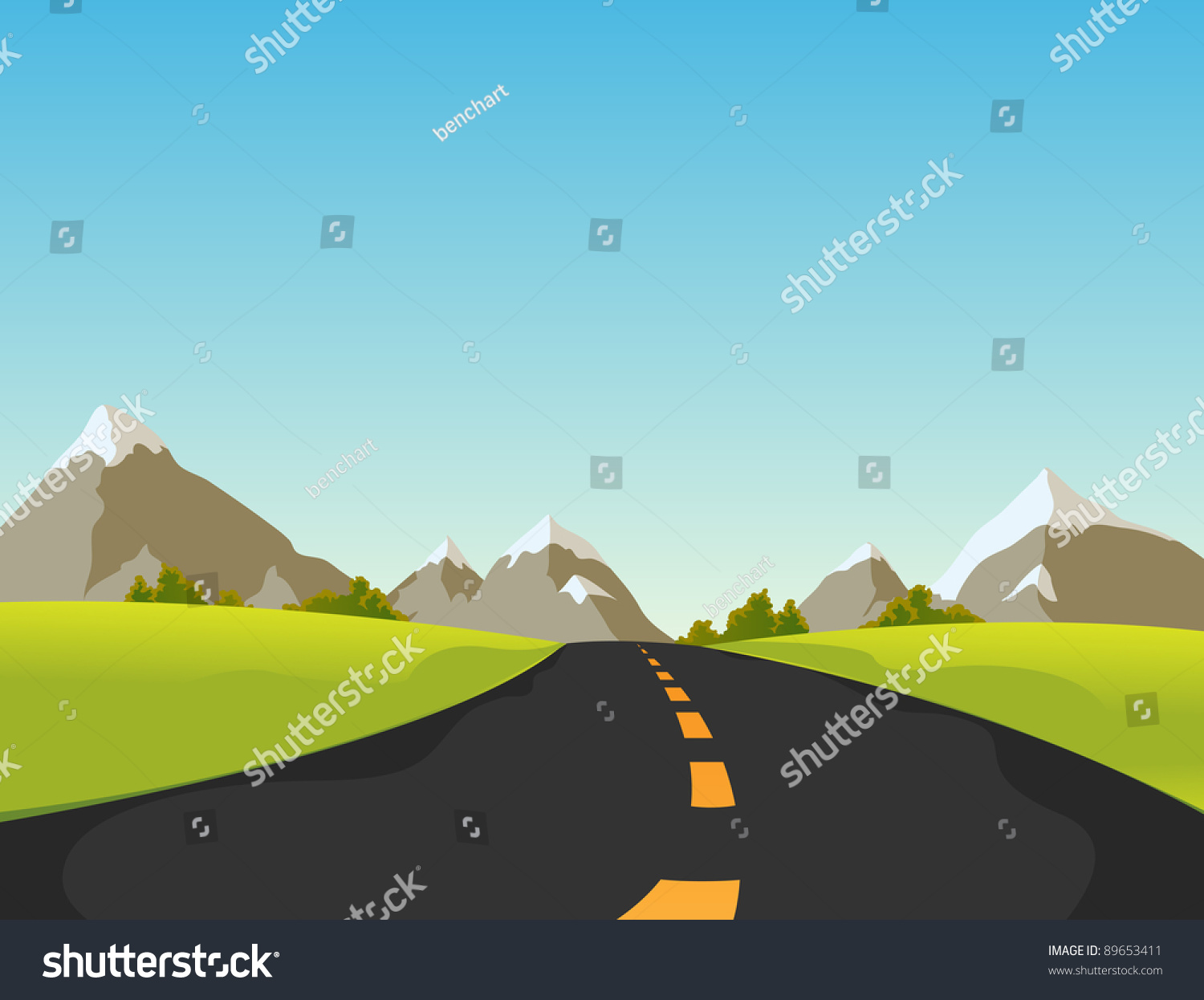 Mountain Road Illustration Simple Cute Cartoon Stock Illustration 89653411 - Shutterstock