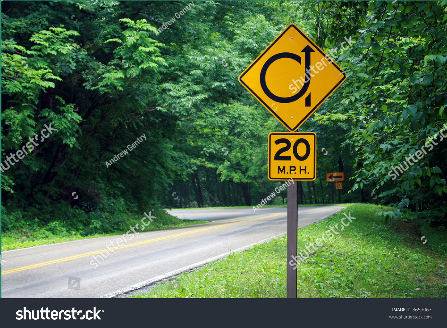 Mountain Road Sign Warning Tight 360 Stock Photo Edit Now