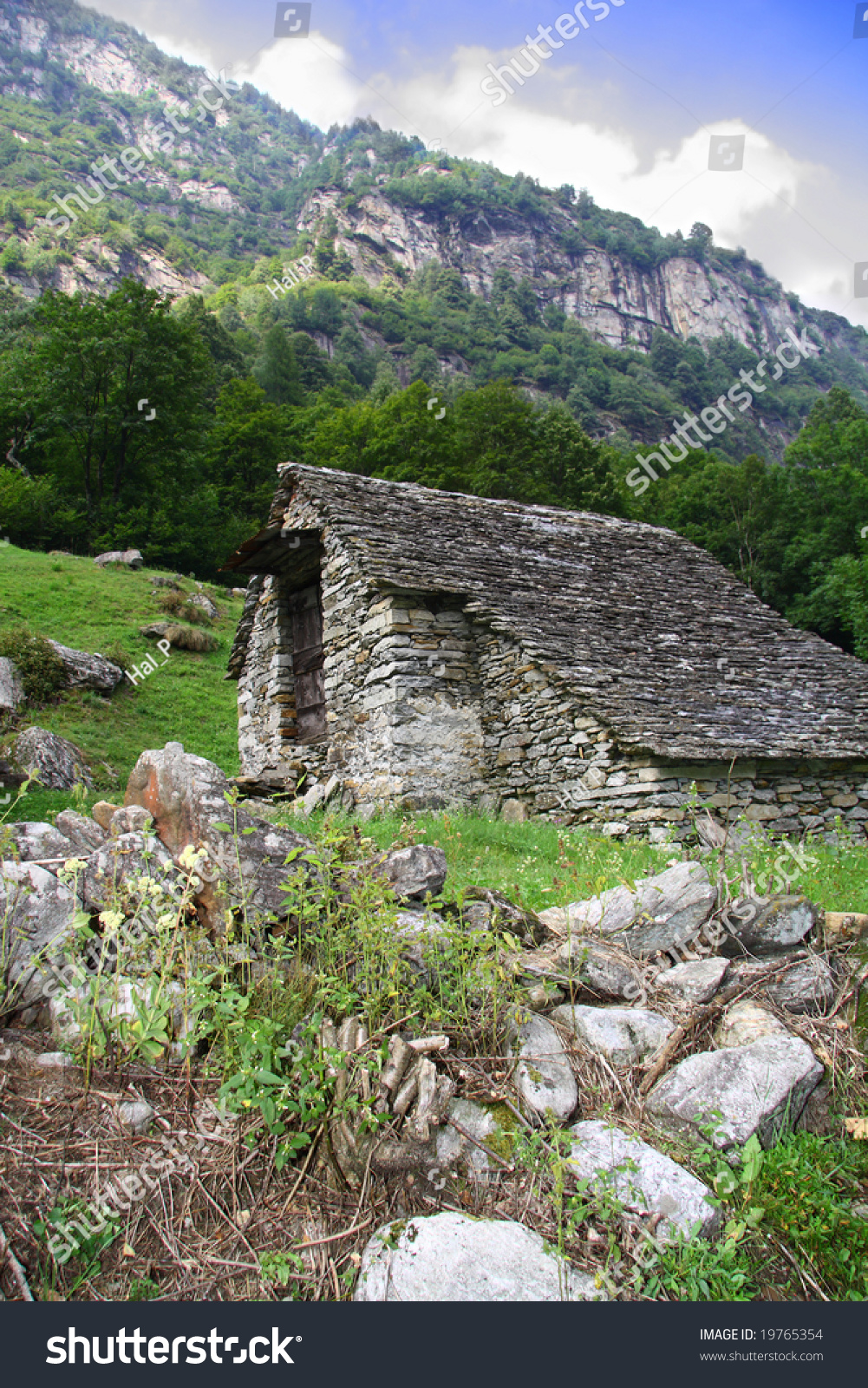 Mountain Stone House In The Swiss Alps Stock Photo 19765354 : Shutterstock