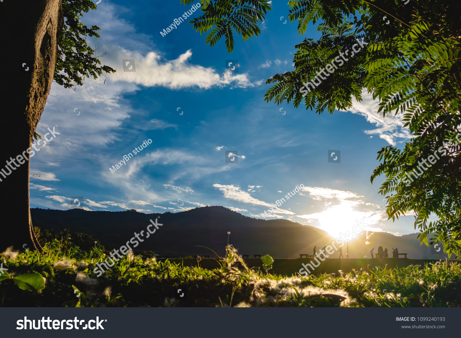 Mountain View Sunset Good Weather Relaxing Stock Photo Edit Now ...