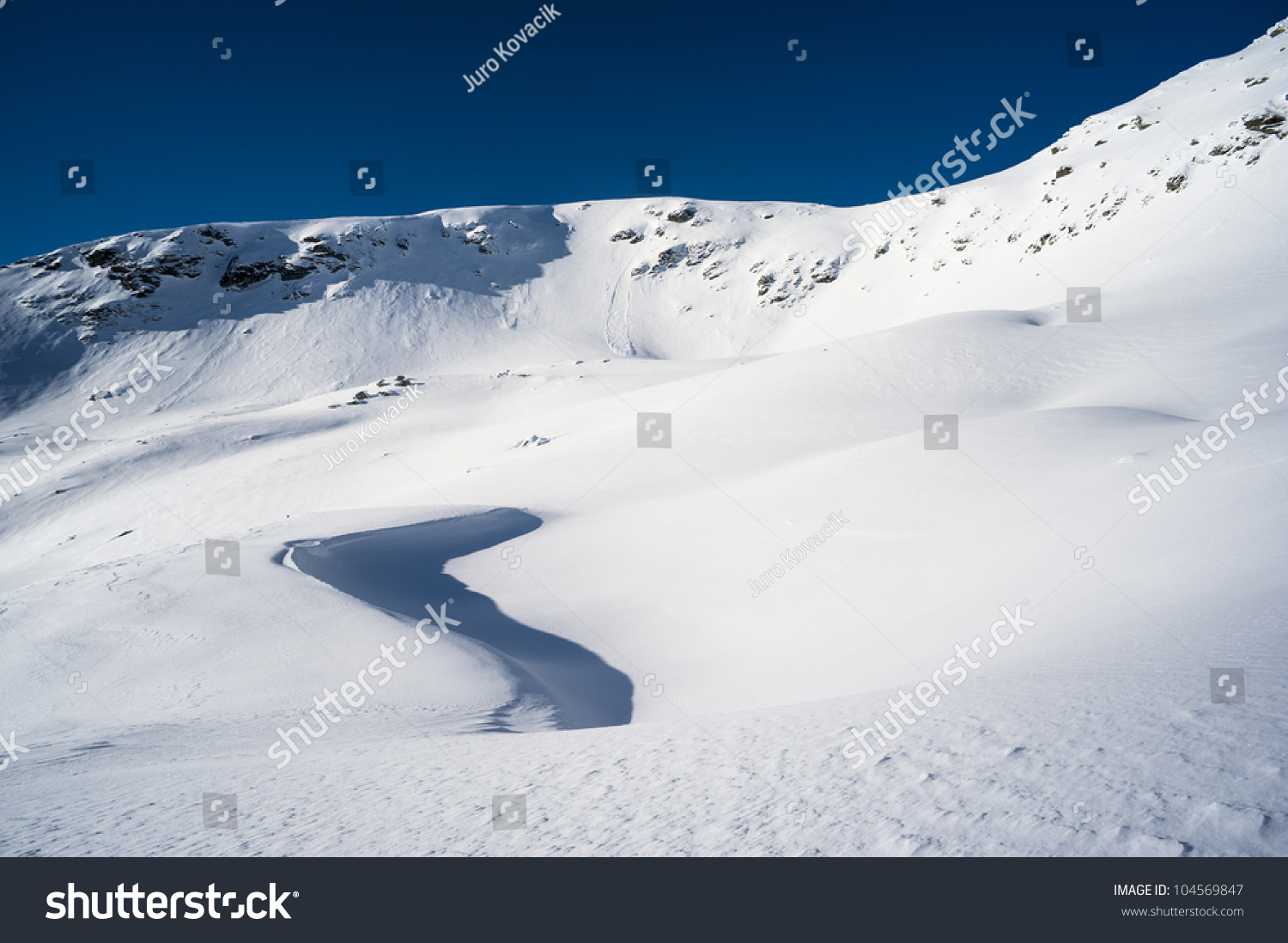 Mountains Winter Scenery In White And Blue Stock Photo 104569847 ...