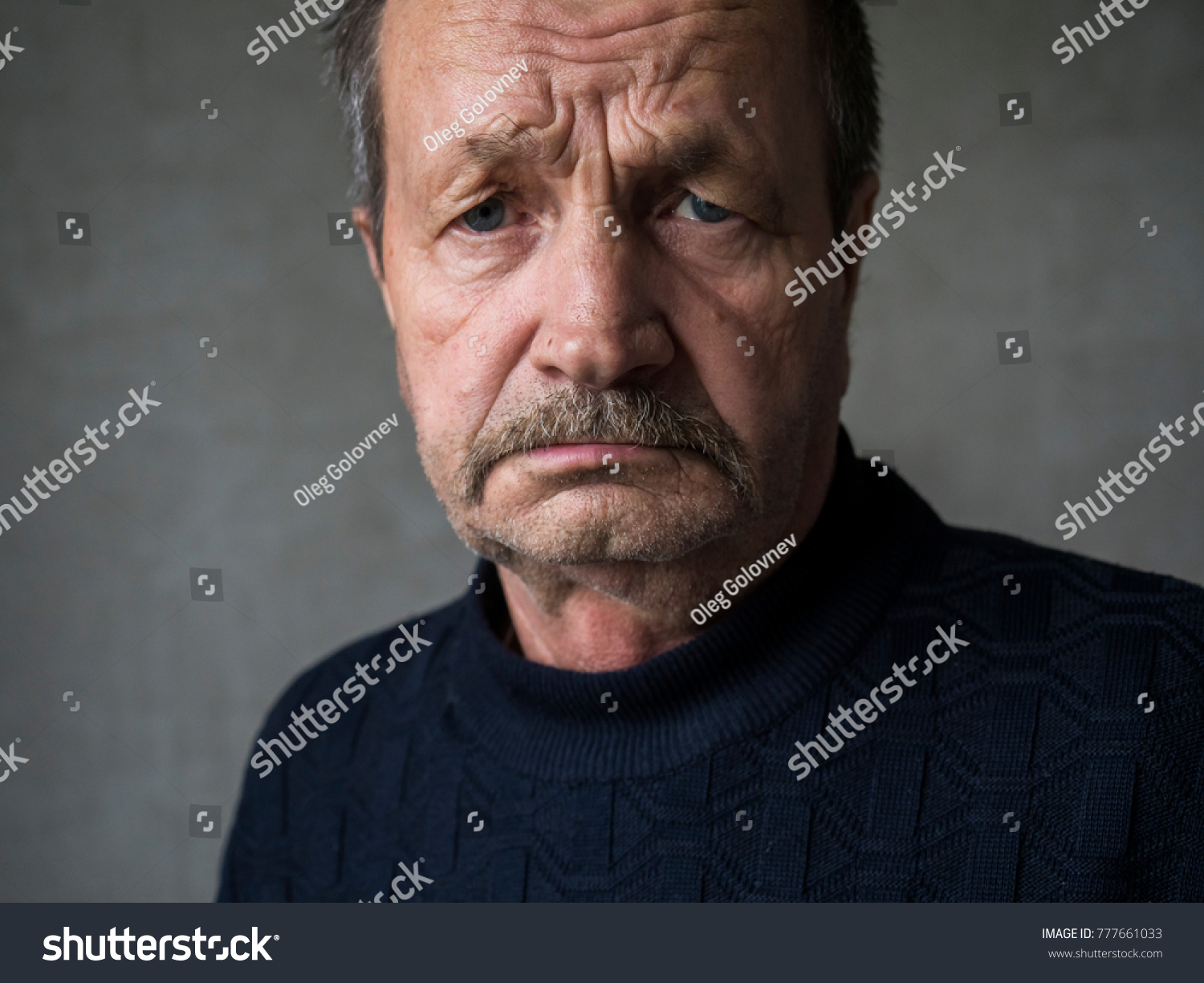 Moustached Elderly Man Closeup Portrait Stock Photo 777661033 ...