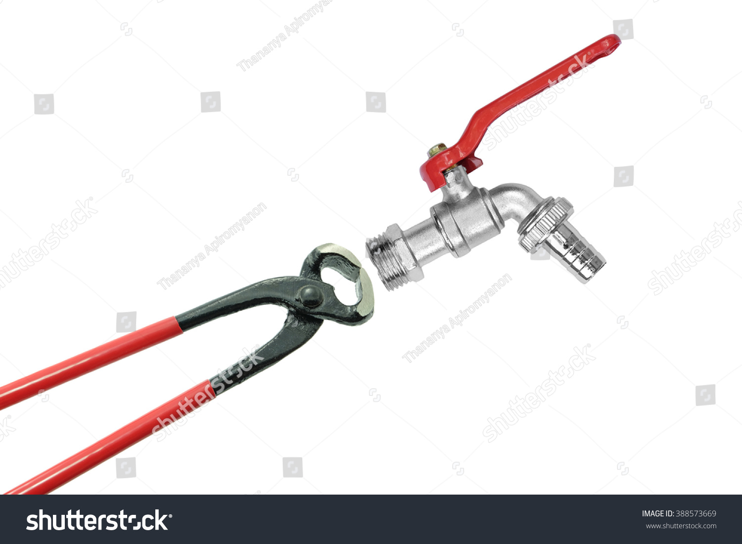 Mouth Eight Inches Pliers Red Handle Stock Photo 388573669