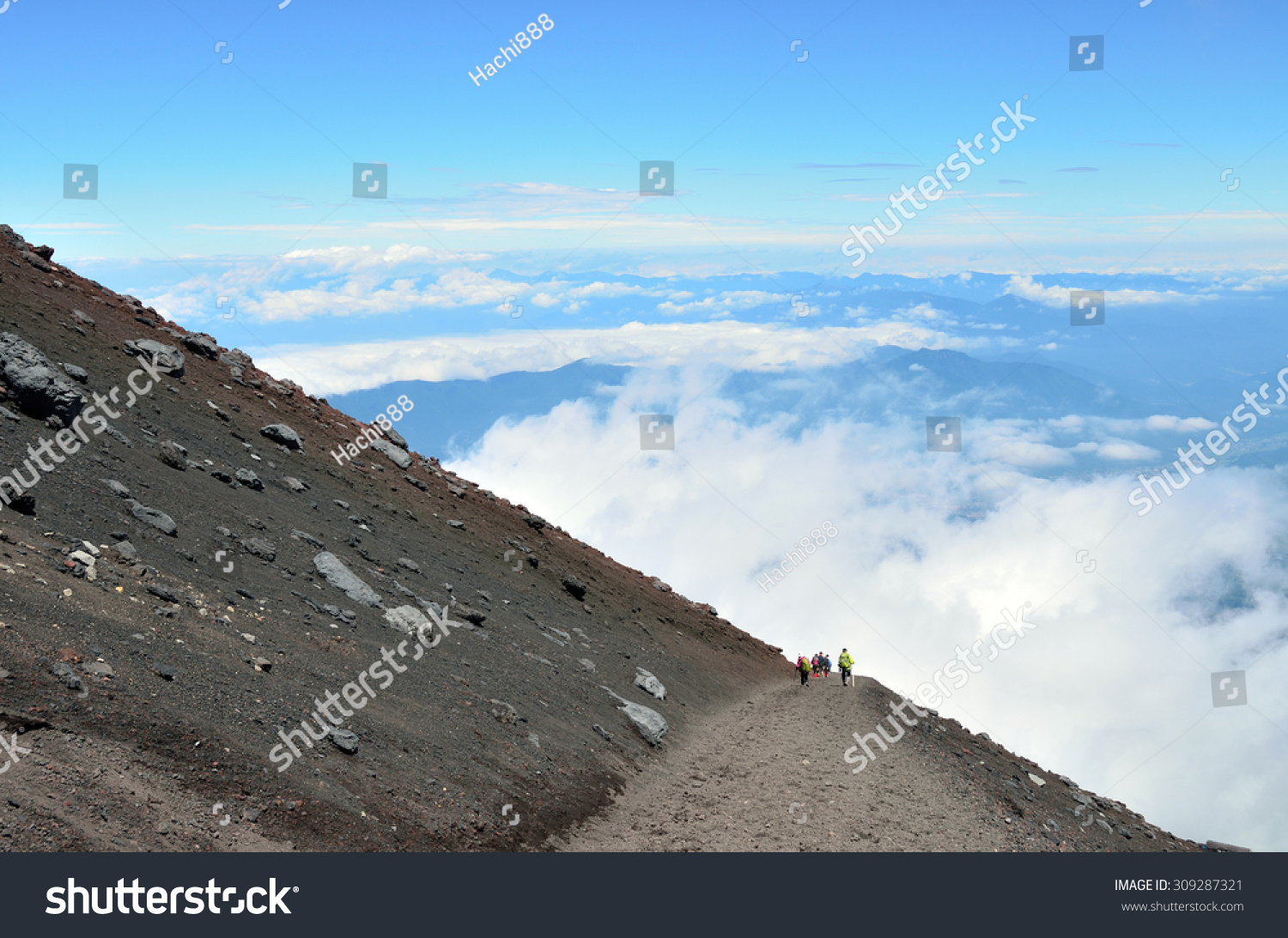 Mt Fuji Climbingyoshida Trail Descent Stock Photo (Edit Now) 309287321