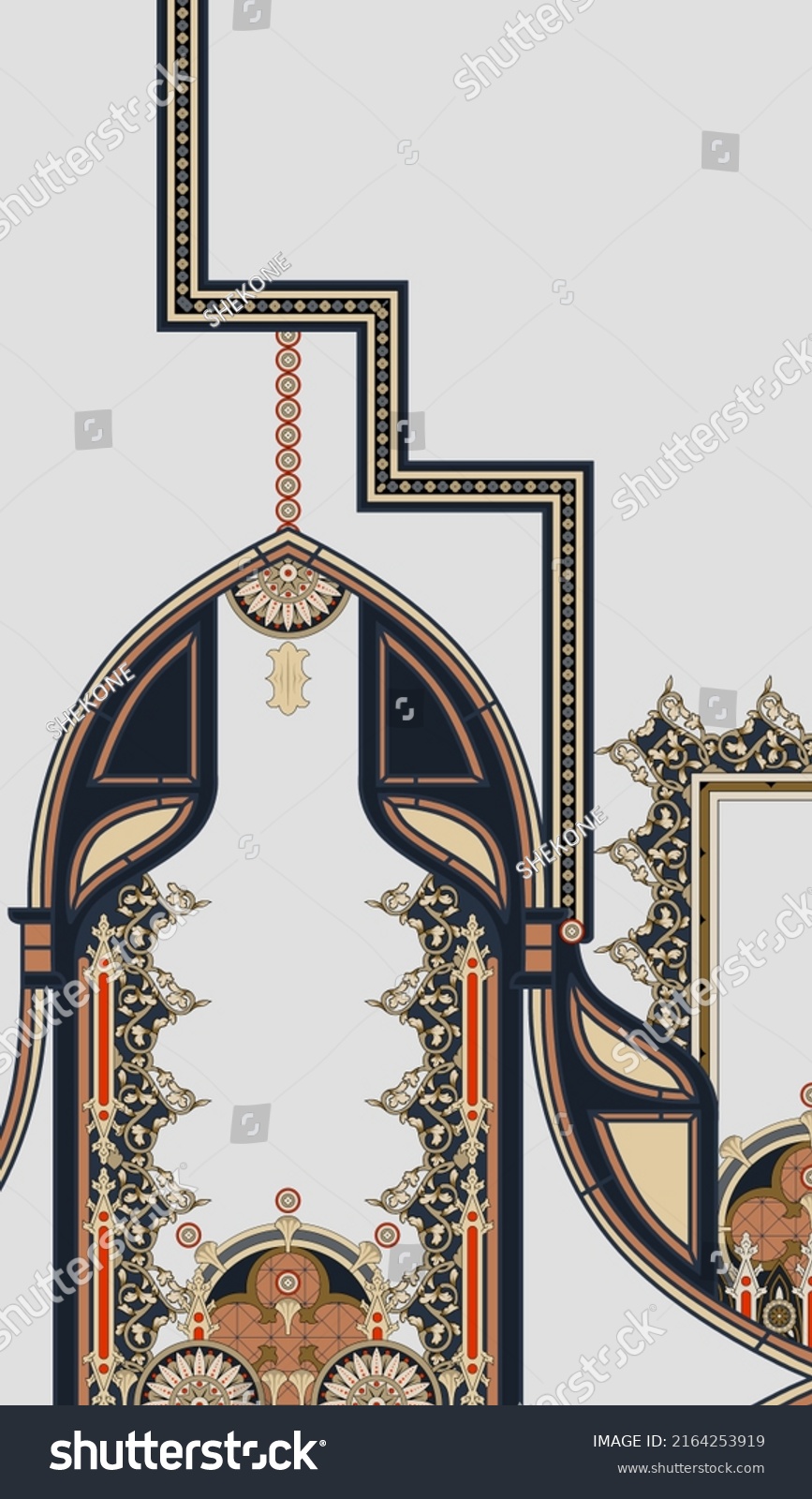 Mughal Art Design Ornament Border Hd Stock Illustration 2164253919   Stock Photo Mughal Art Design Ornament Border Hd Motif Draws Working Illustration Border Png Flowers And 2164253919 