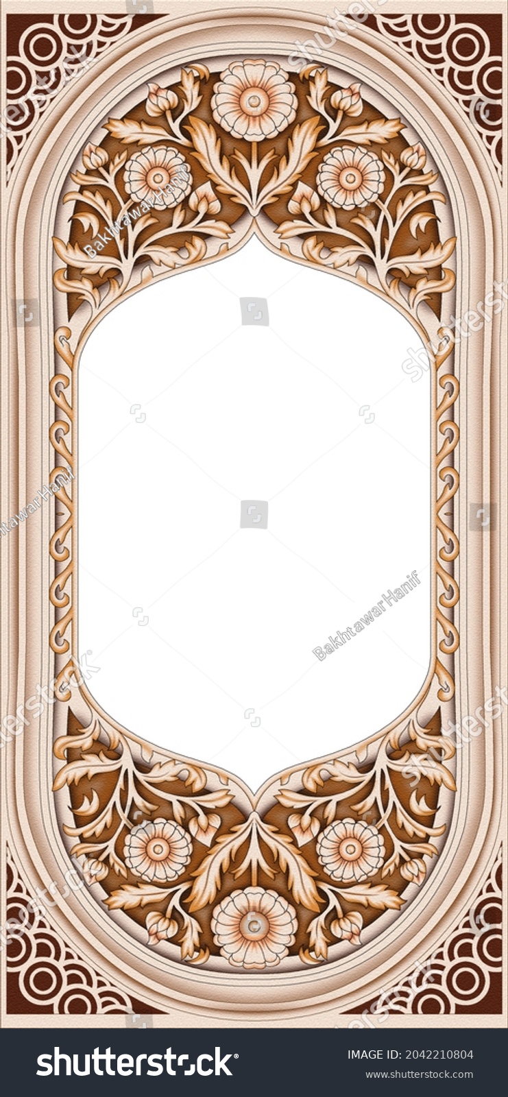 Mughal Art Digital Border Frame Design Stock Illustration 2042210804   Stock Photo Mughal Art Digital Border Frame Design Composition For Textiles 2042210804 