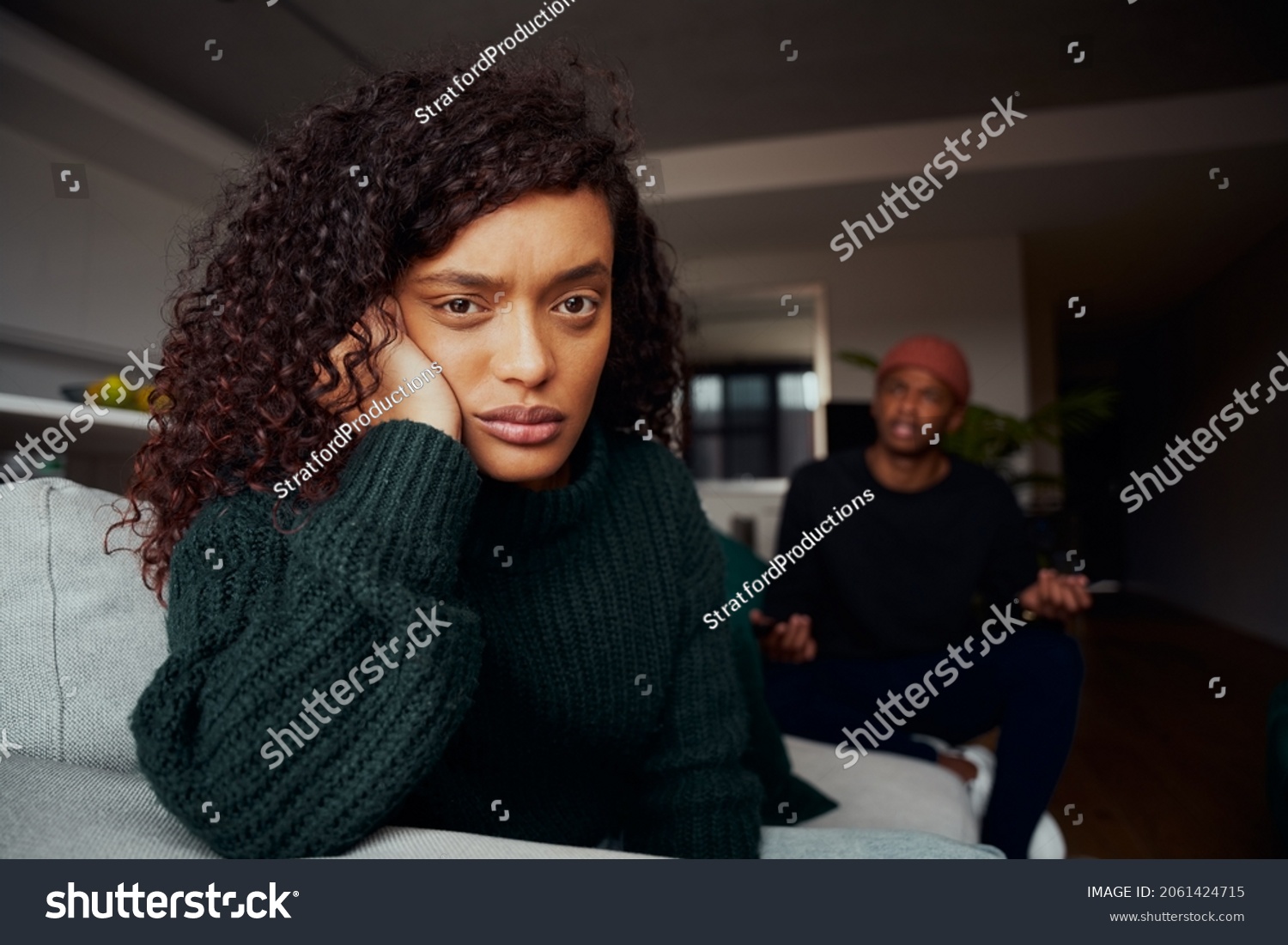 Multicultural Female Angry Her Boyfriend While Stock Photo 2061424715 ...