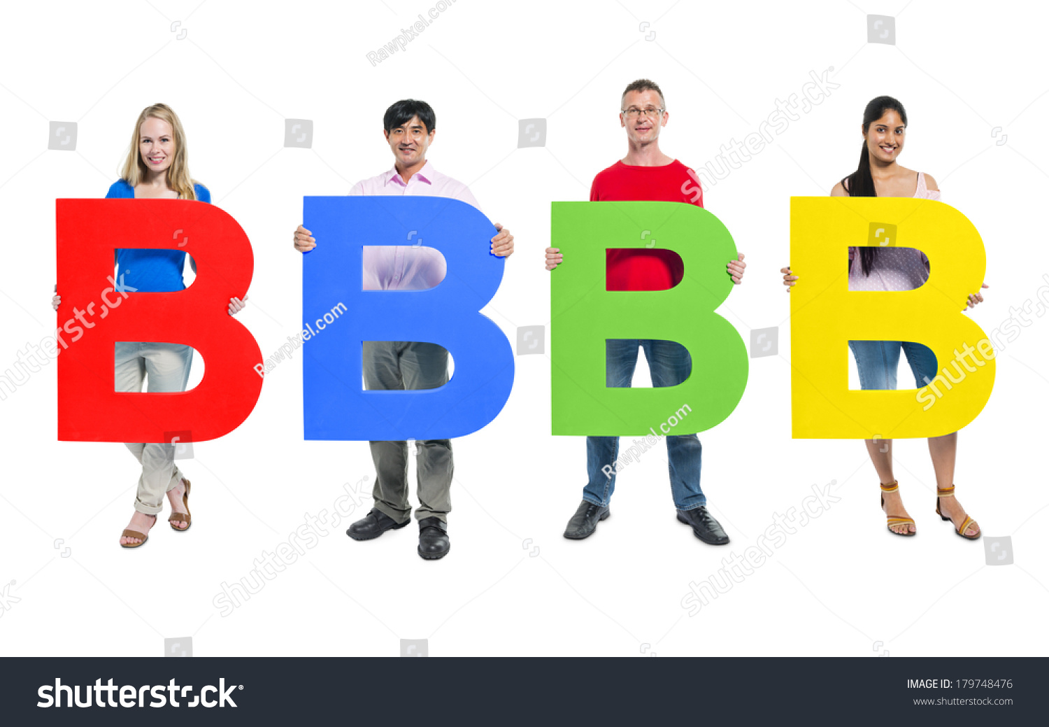 Multiethnic Diverse People Holding Letter B Stock Photo (Edit Now ...