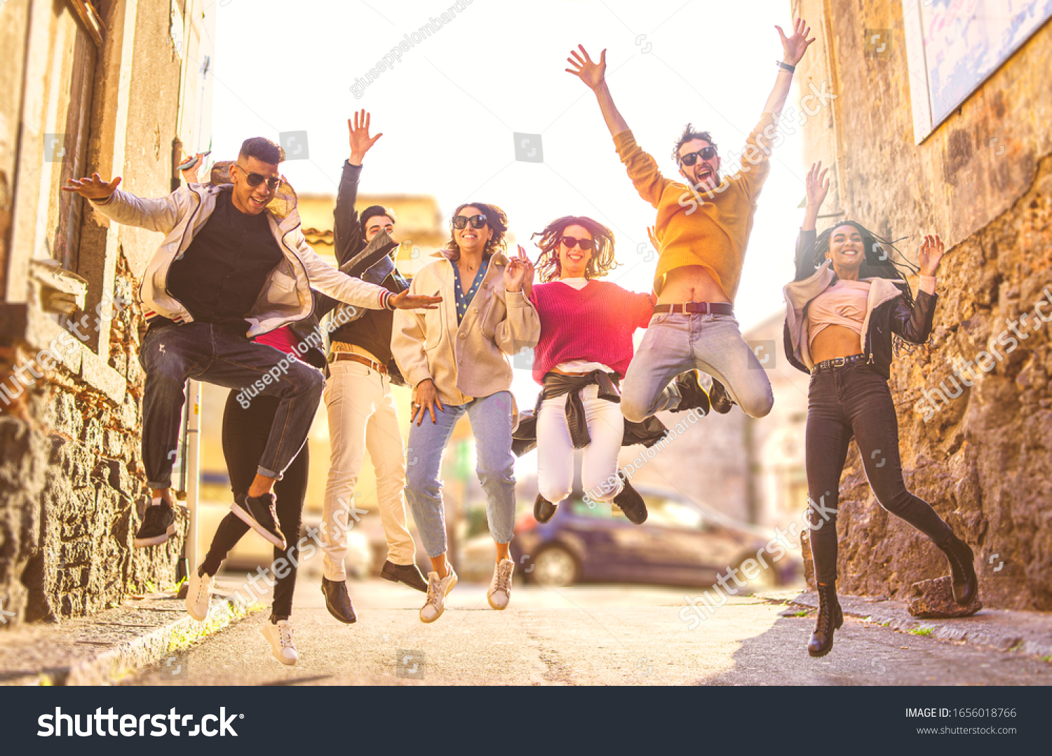 Multiethnic Group Young People Having Fun Stock Photo 1656018766