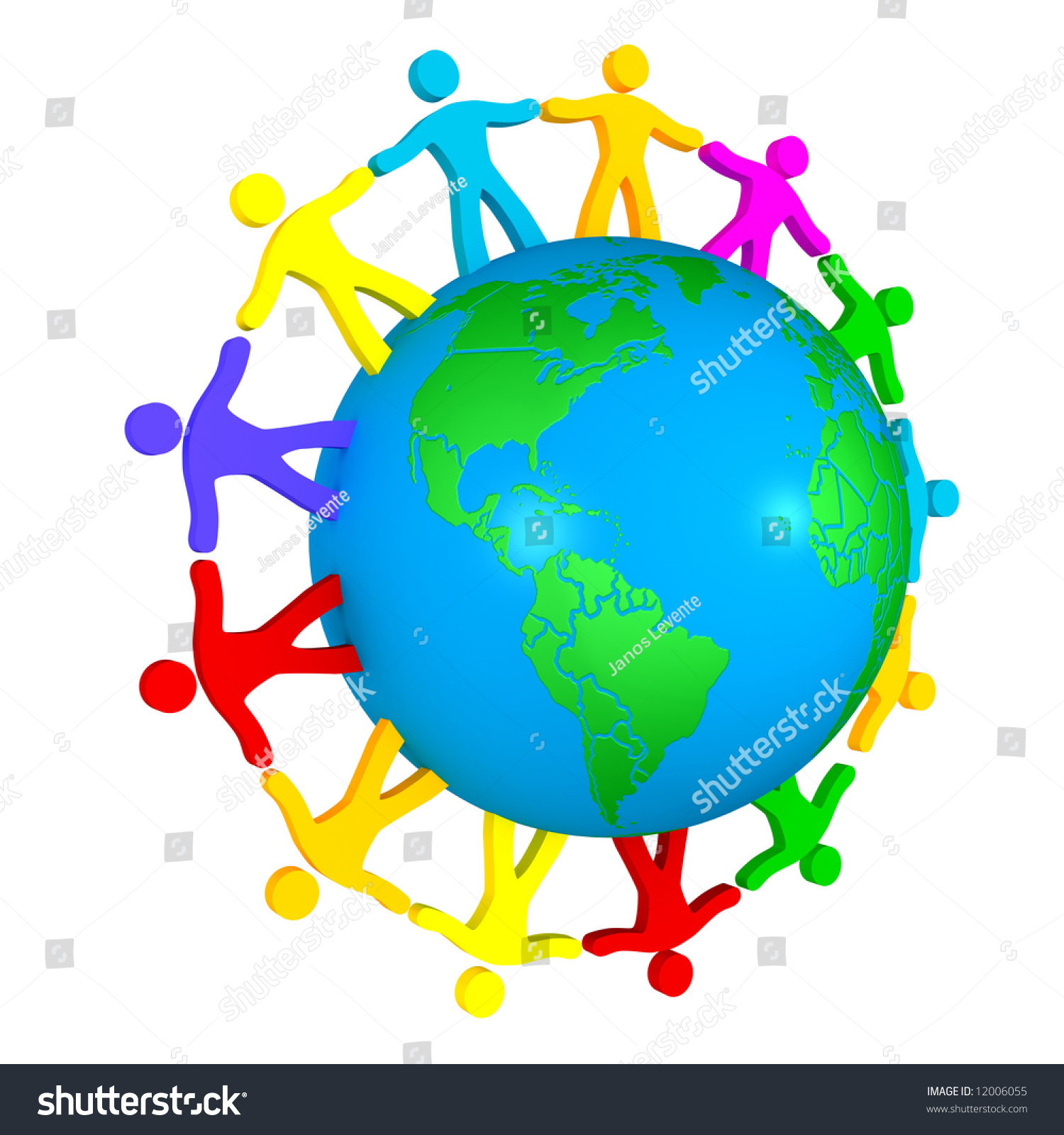 Multiethnic People Around Globe Symbol Trust Stock Illustration ...