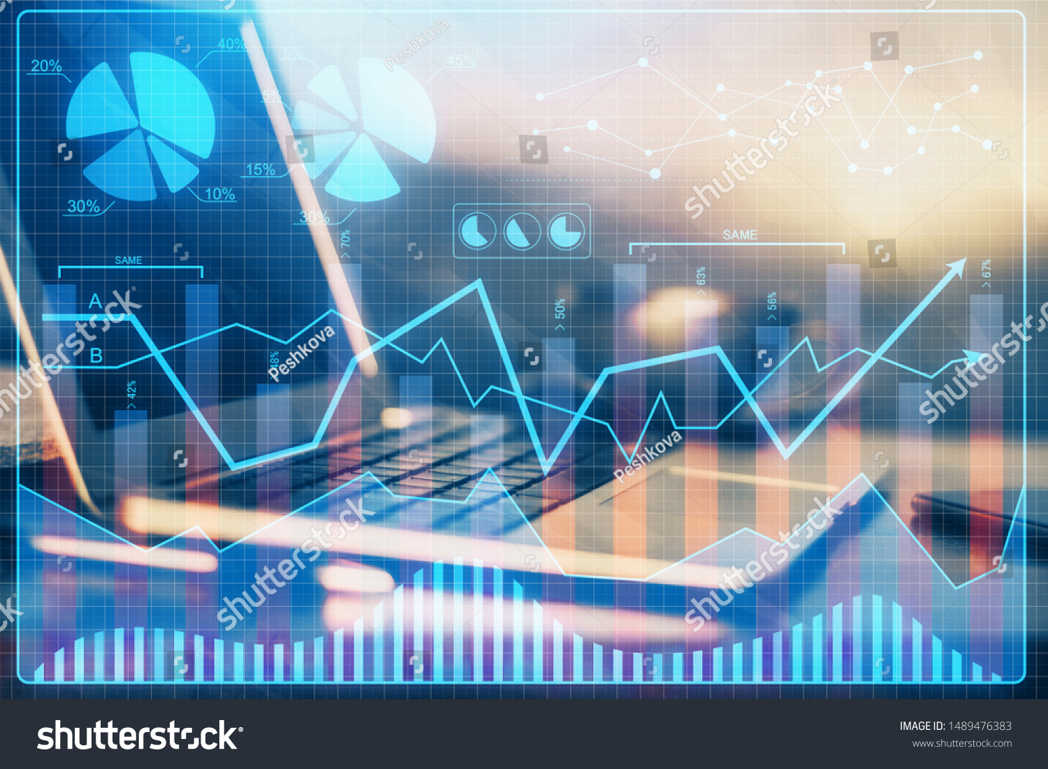 Multi Exposure Forex Graph Work Space Stock Photo Edit Now 1489476383