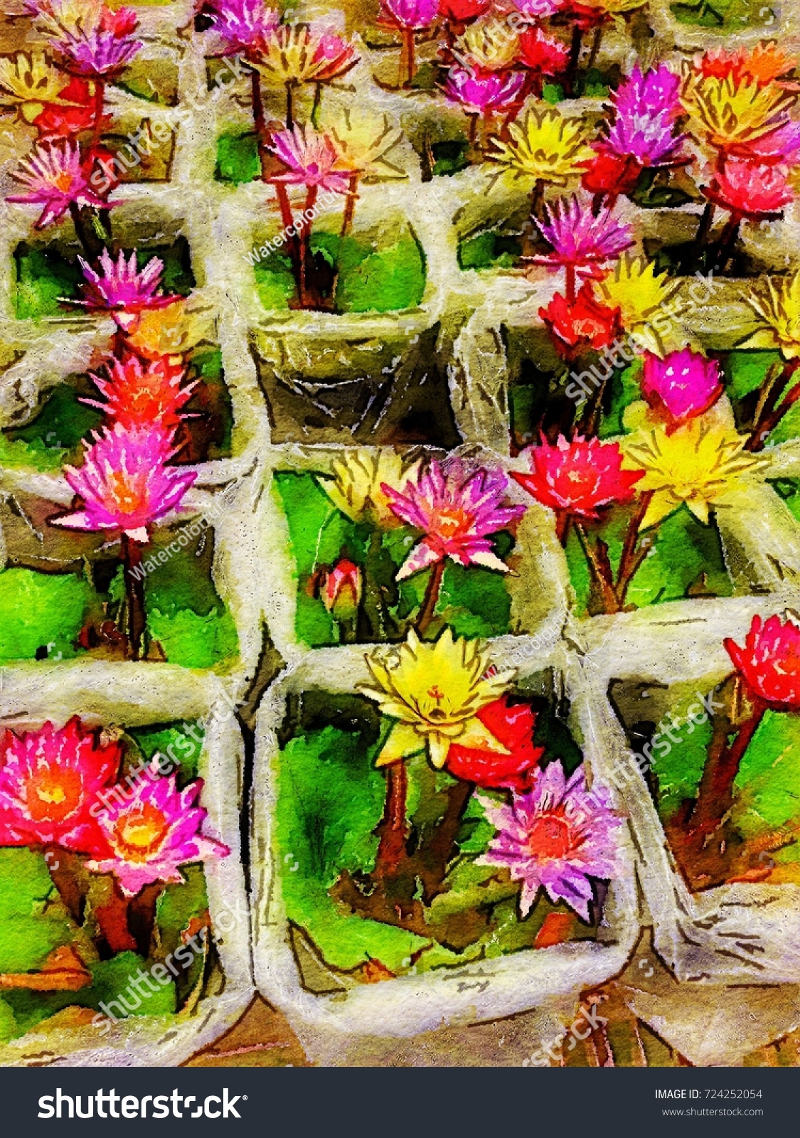 Download Multicolored Lotus Blossom Tree Plastic Bag Stock Illustration 724252054 Yellowimages Mockups