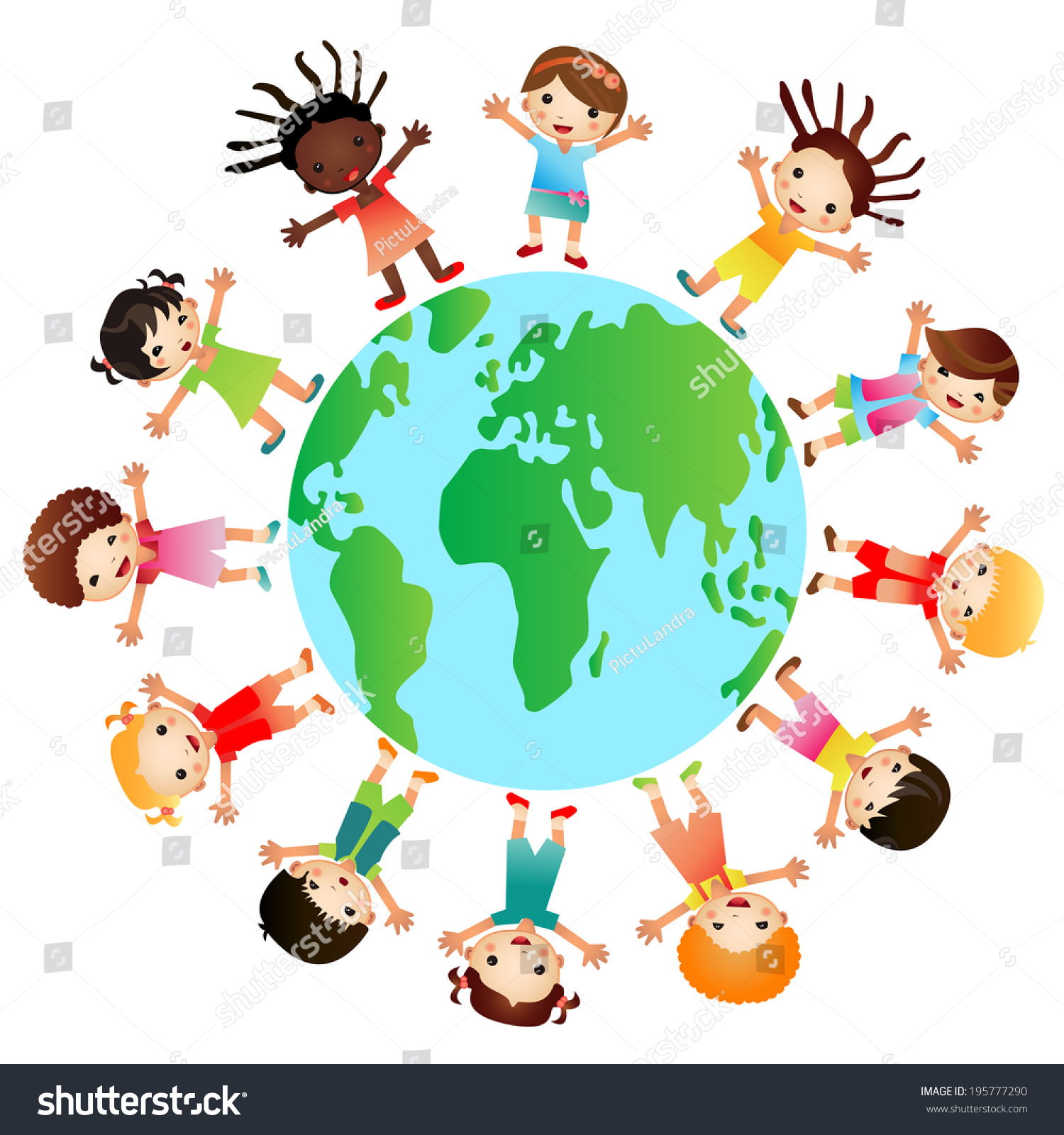 Multicultural Children On Planet Earth Cultural Stock Illustration 195777290