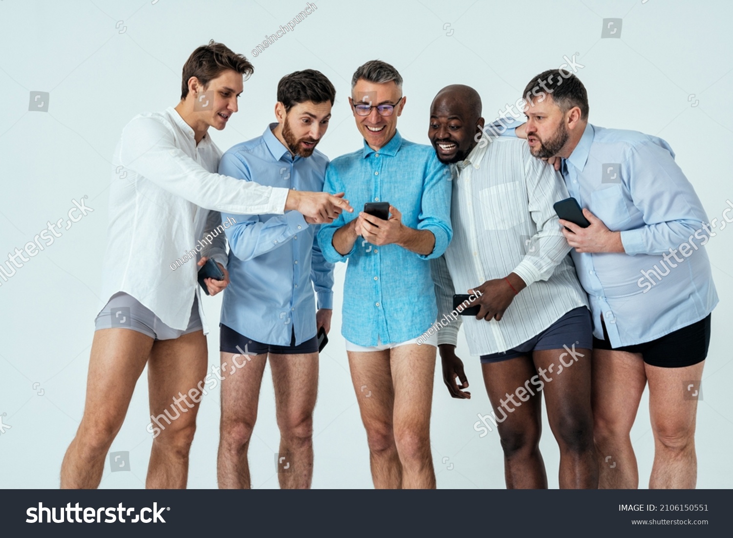 Multiethnic Men Posing Male Edition Body Stock Photo 2106150551 ...