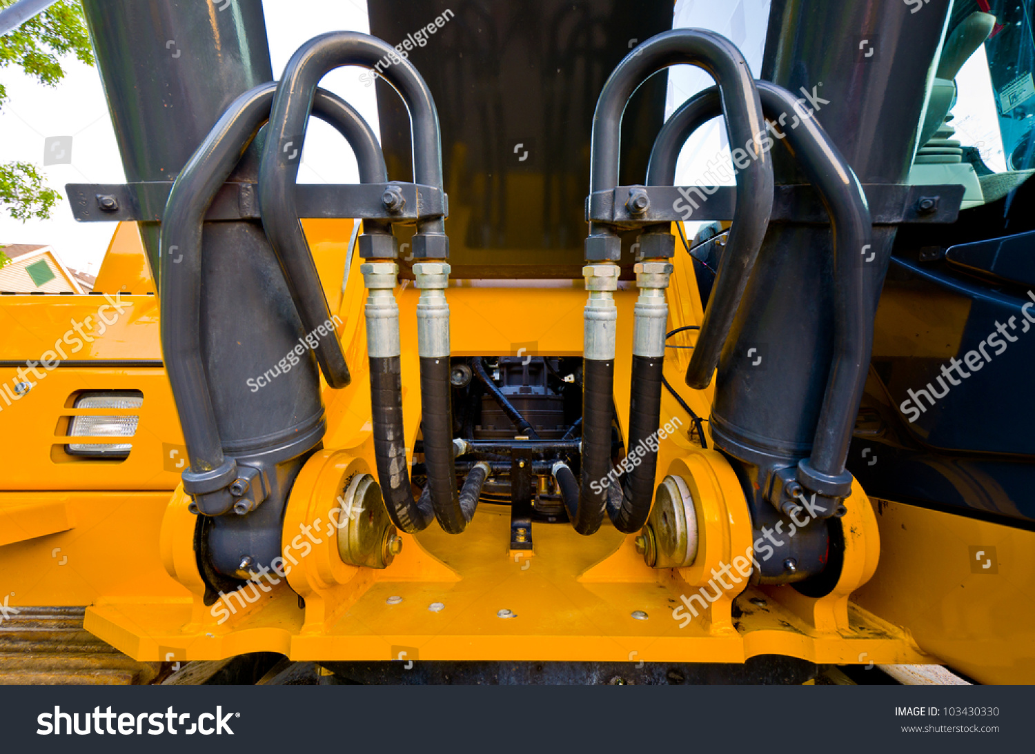 Multiple Black Hydraulic Hoses On An Excavator Stock Photo 103430330 ...