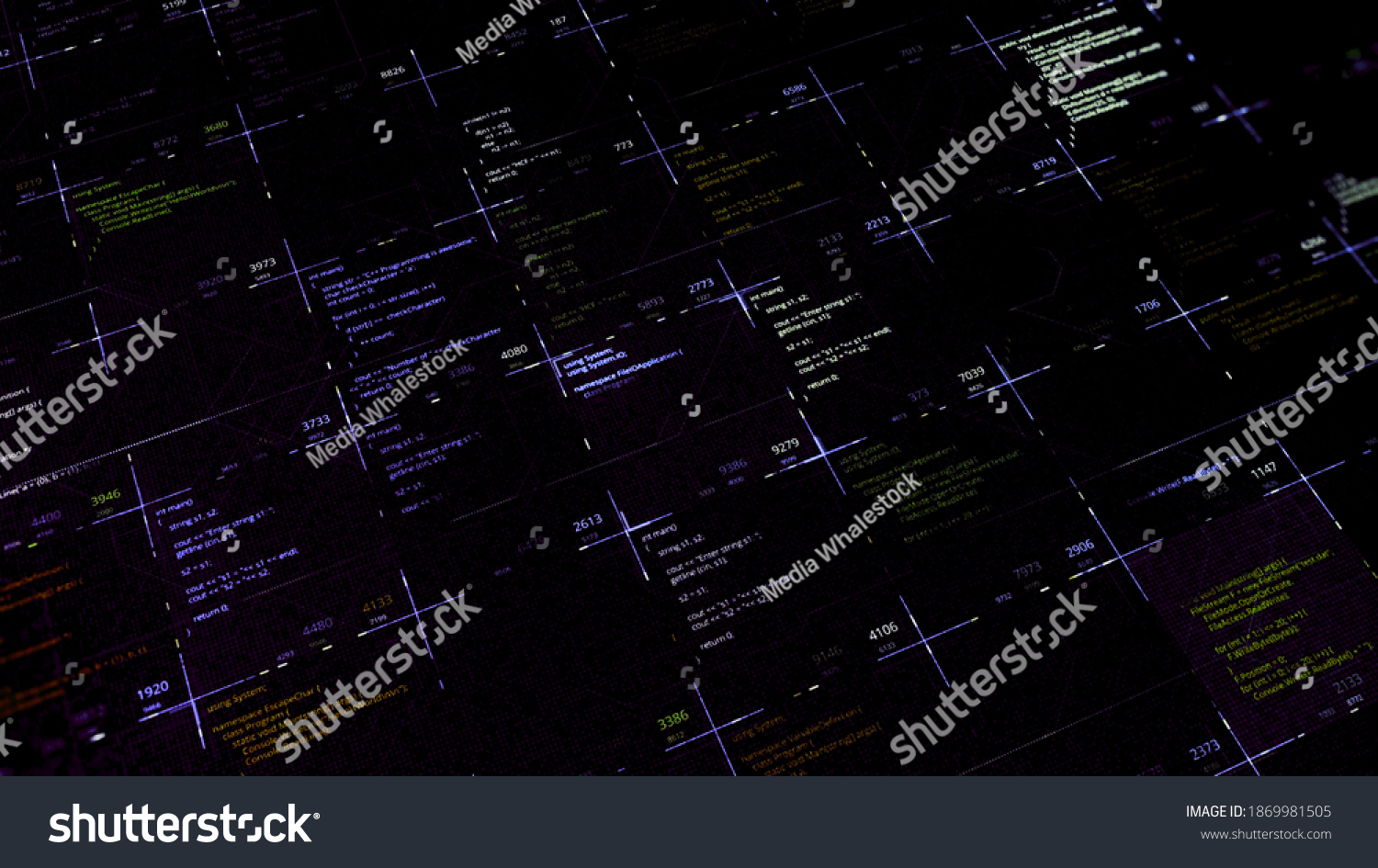 Multiple Source Codes On Digital Background Stock Illustration ...