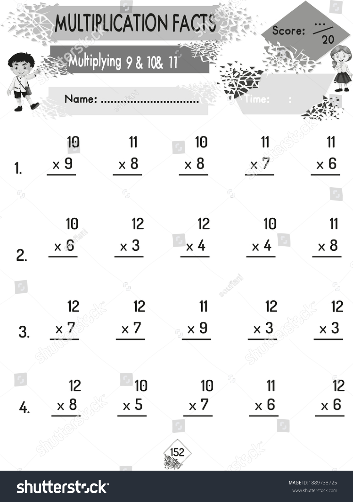 multiplication worksheet math workbook kids printable stock illustration 1889738725 shutterstock