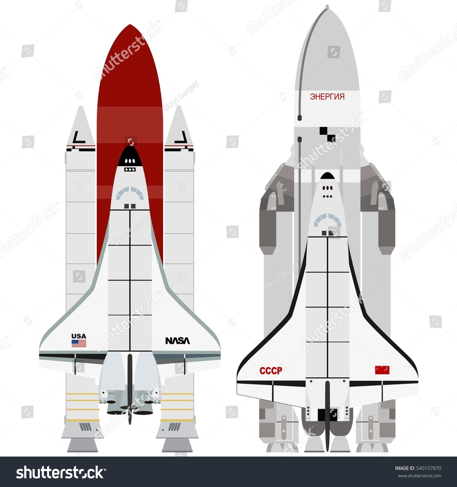 多目的航空宇宙システムブランとスペースシャトル 白い背景にイラトス のイラスト素材