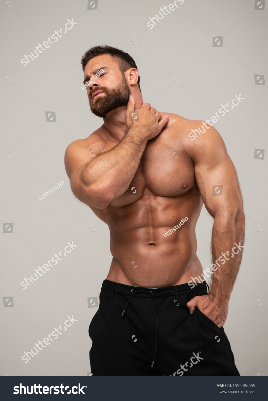 Muscled Male Model Studio Stock Photo 1552486559 | Shutterstock