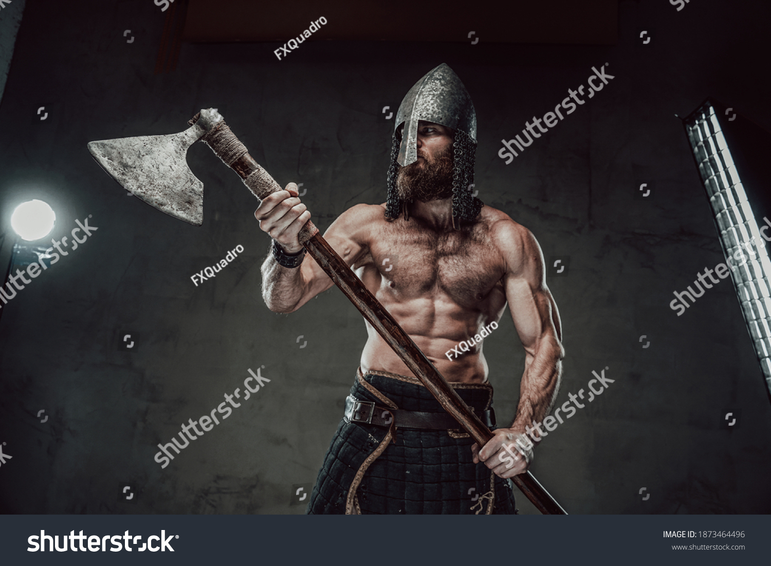 Muscular Furious Nord Warrior Staying Naked Foto Stok Shutterstock