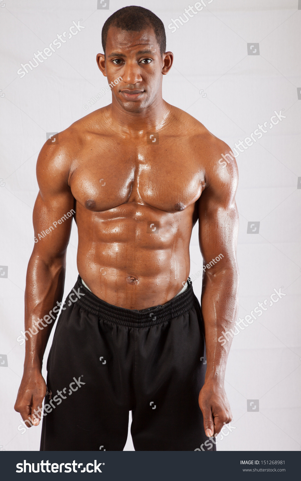 Muscular Black Man Shirtless His Chest Stock Photo Edit Now 151268981