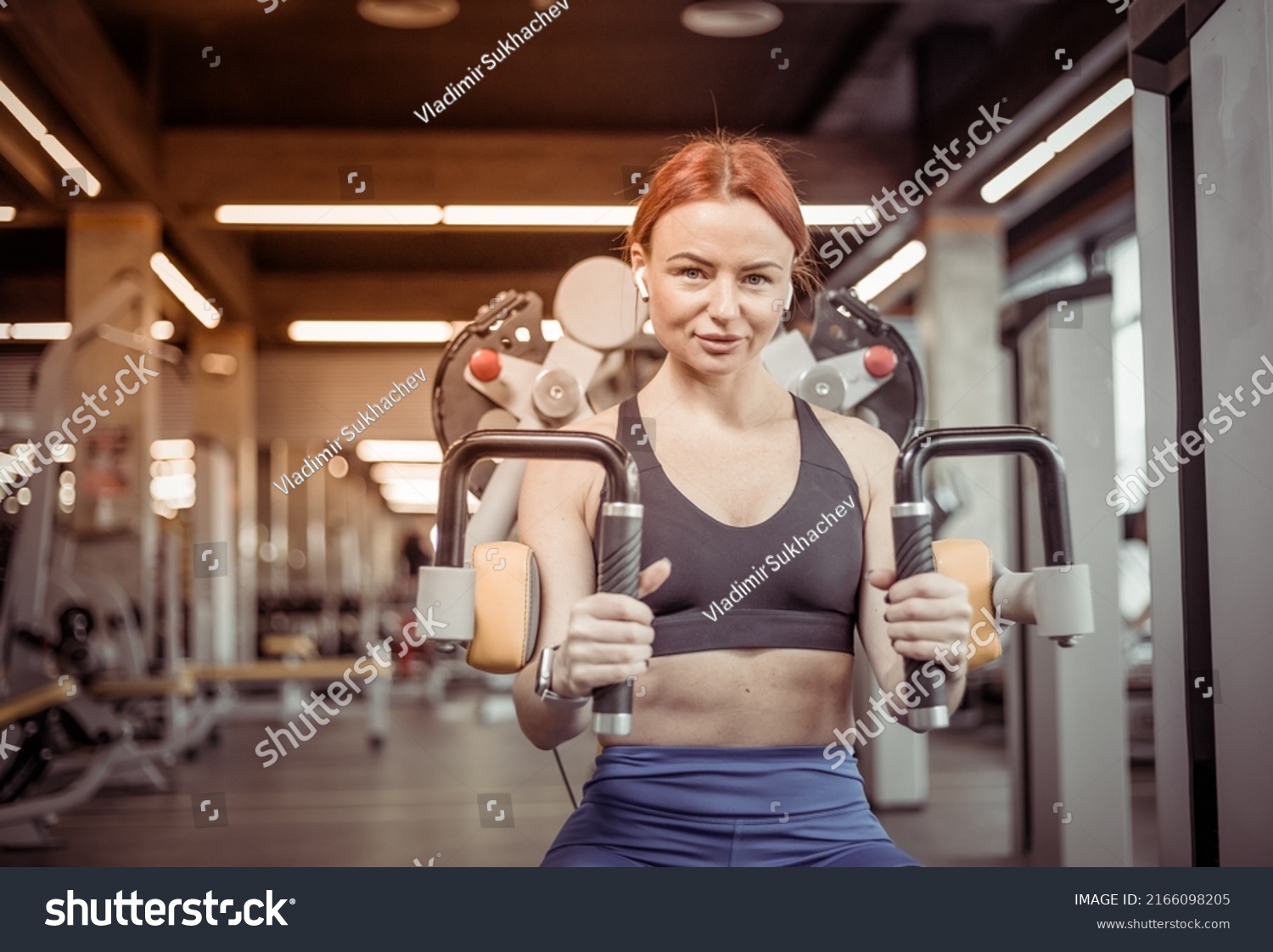 Muscular Fit Redhead Woman Trains Muscles Stock Photo 2166098205 