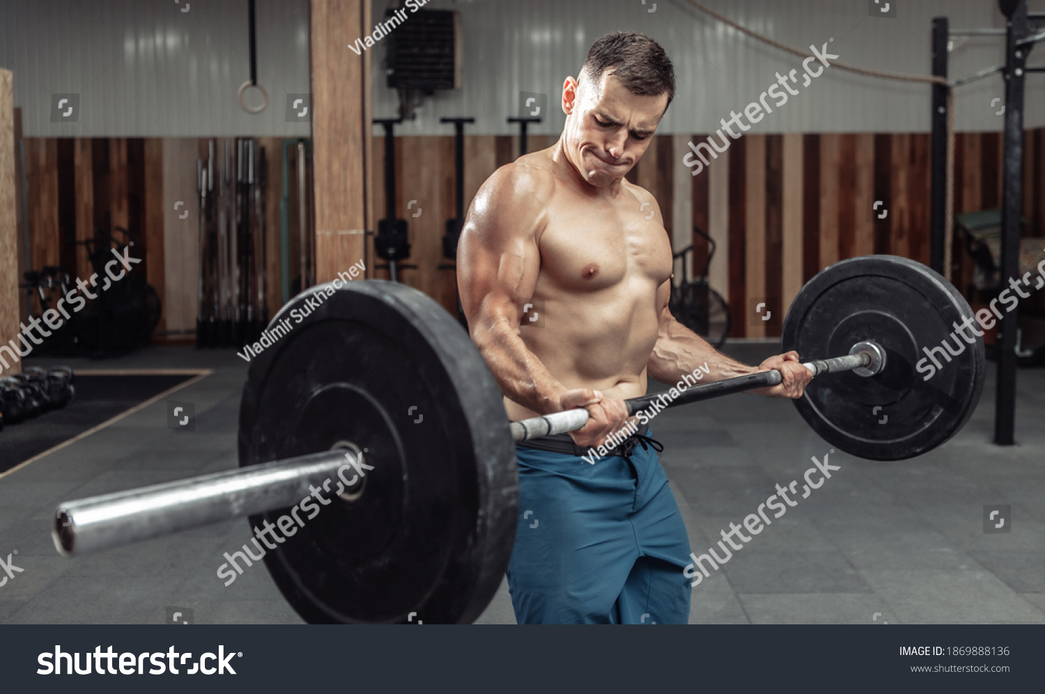 Muscular Man Naked Torso Training Biceps Stock Photo Shutterstock