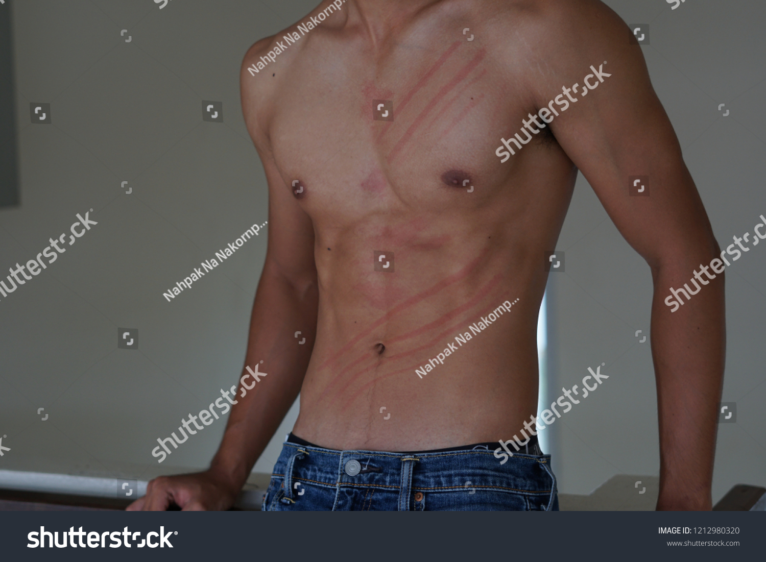 Muscular Man Scratch Trace On His Stock Photo 1212980320 Shutterstock