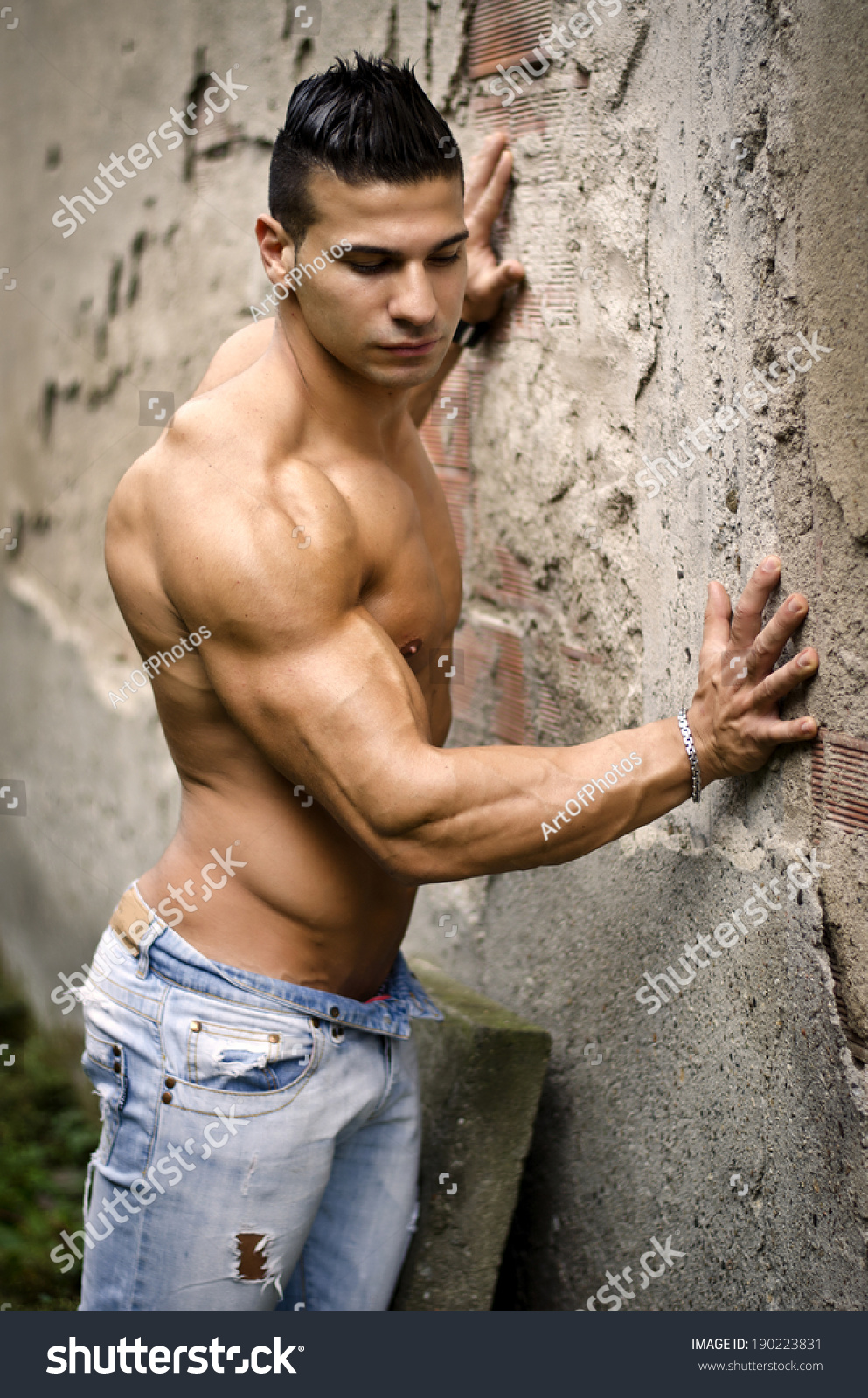 Menacing Muscular Young Man Shirtless Pointing Stock Photo 162632810 |  Shutterstock